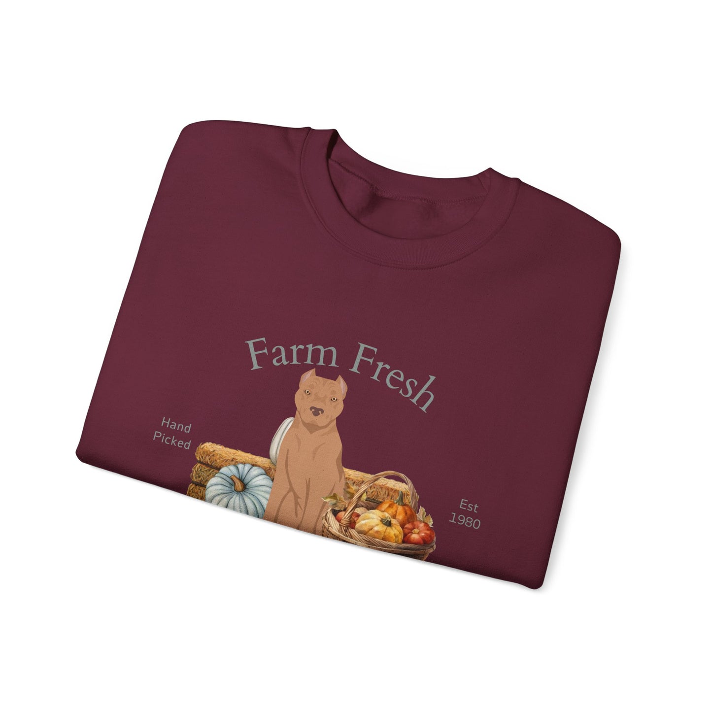 American Staffordshire Terrier Dog Fall Farm Fresh Unisex Heavy Blend Crewneck Sweatshirt