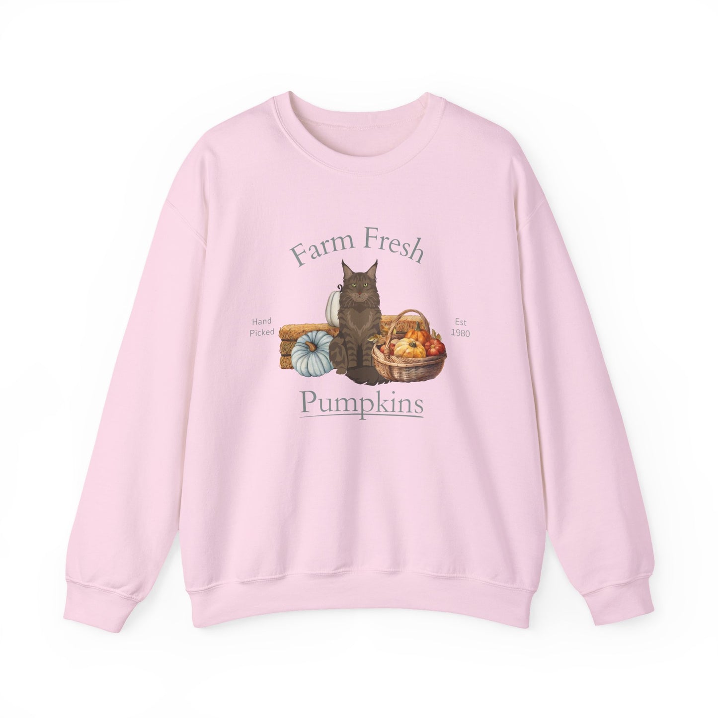 Maine Coon Cat Fall Farm Fresh Unisex Heavy Blend Crewneck Sweatshirt