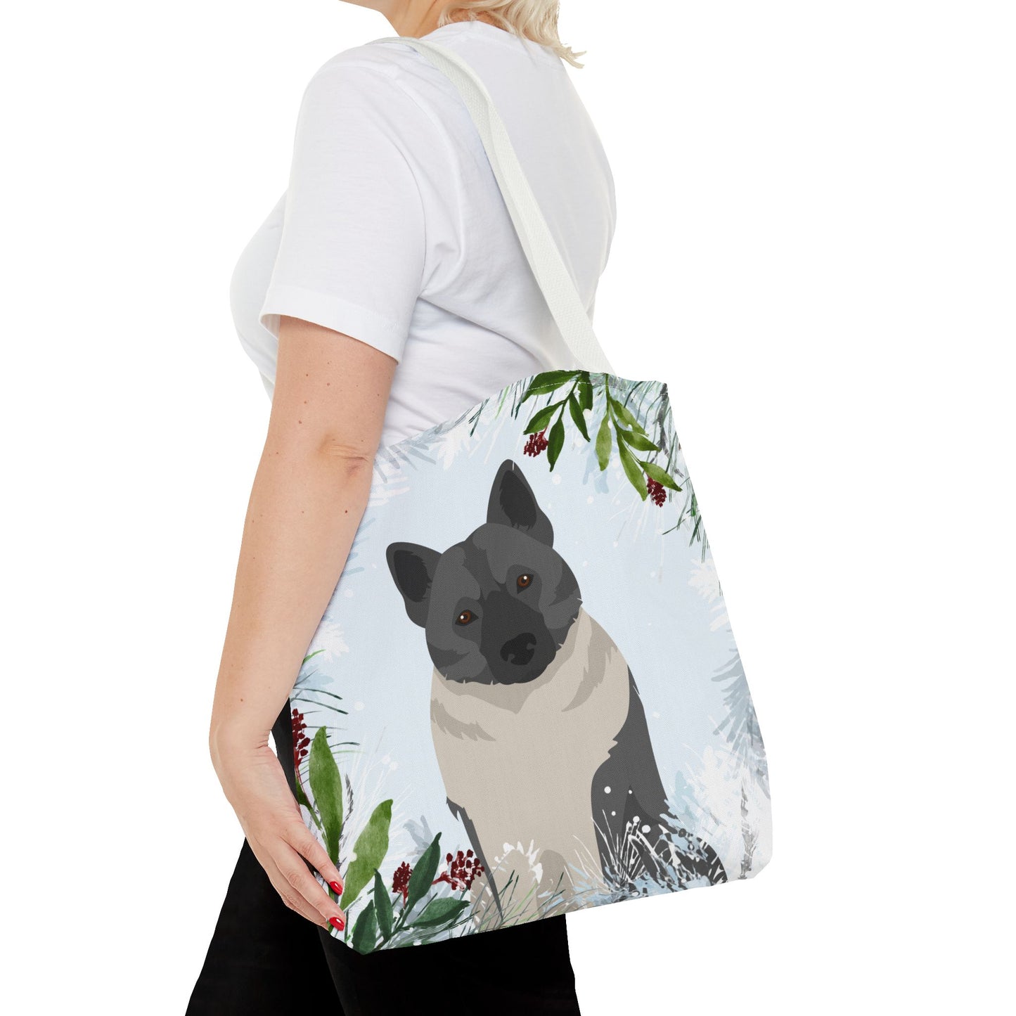 Norwegian Elkhound Dog Christmas Holiday Tote Bag 16x16