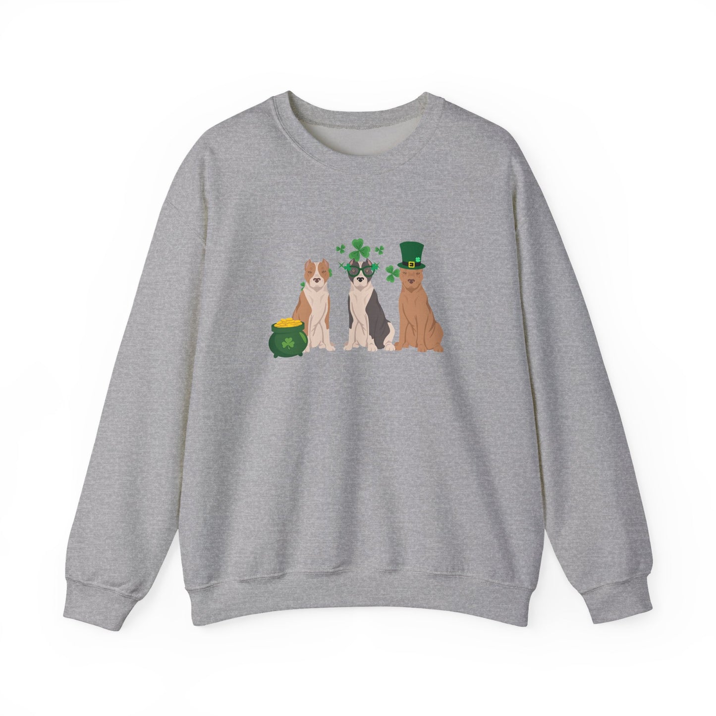 American Staffordshire Terrier Dog St Patricks Day Unisex Heavy Blend Crewneck Sweatshirt, St Pattys day, Cute Dog Mom Gift