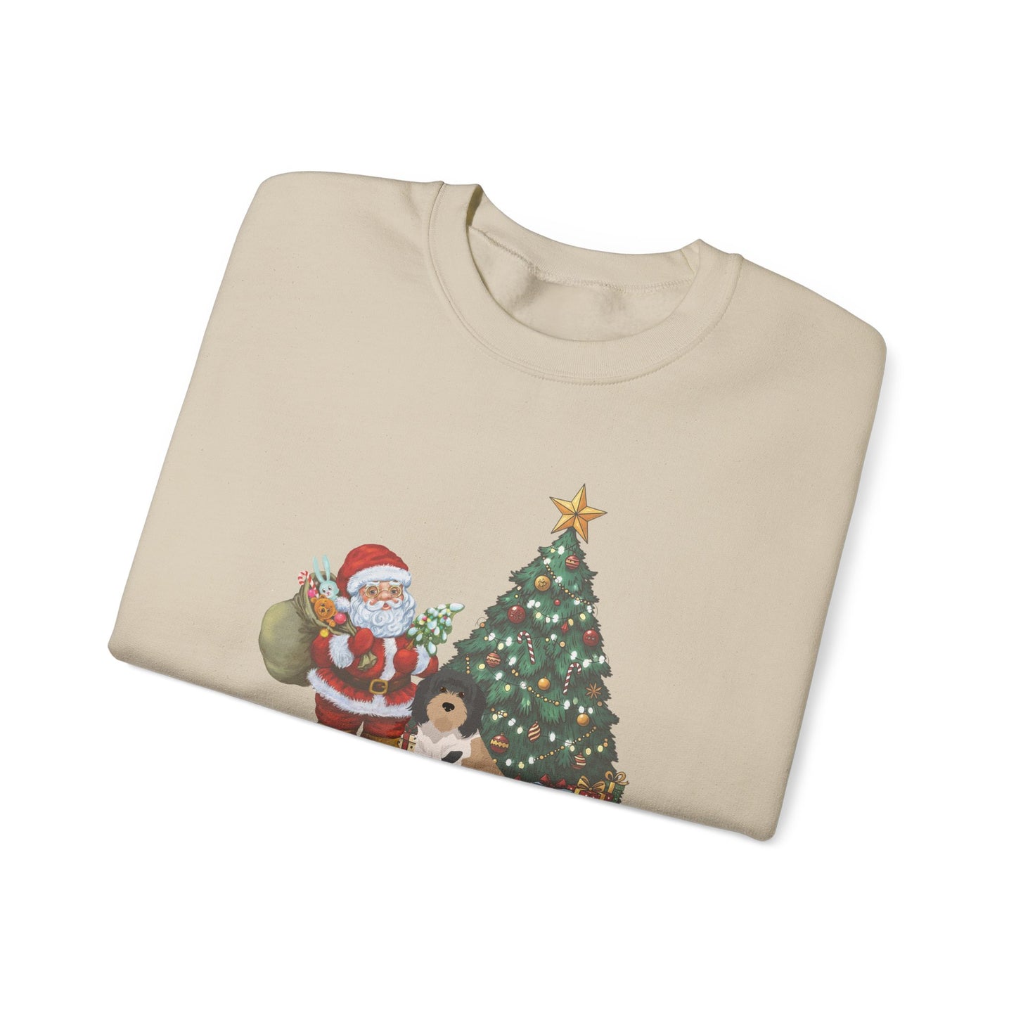Grand Basset Griffon Vendeen Dog Santa's Little Helper Unisex Heavy Blend Crewneck Sweatshirt