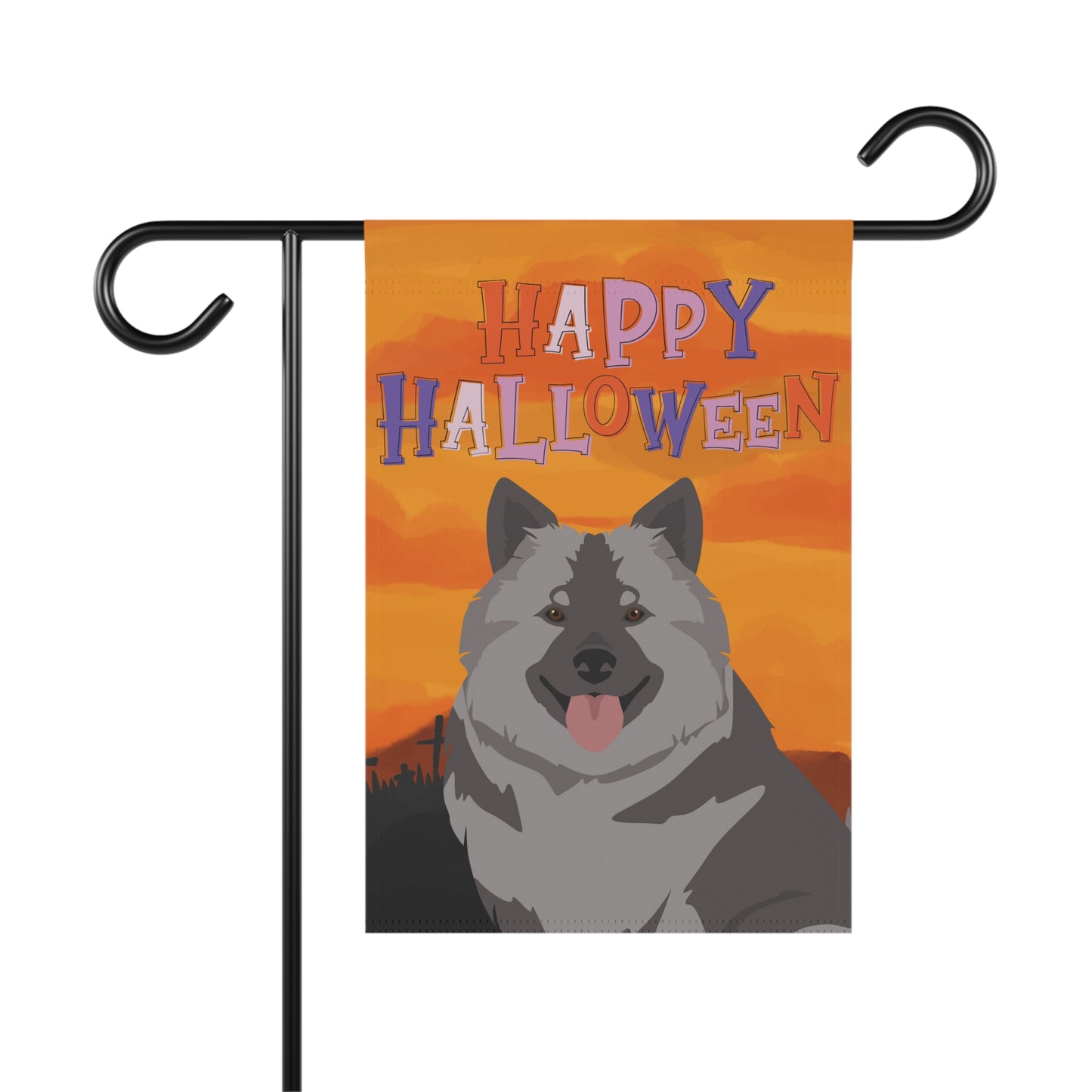 Keeshound Dog Halloween Garden Flag