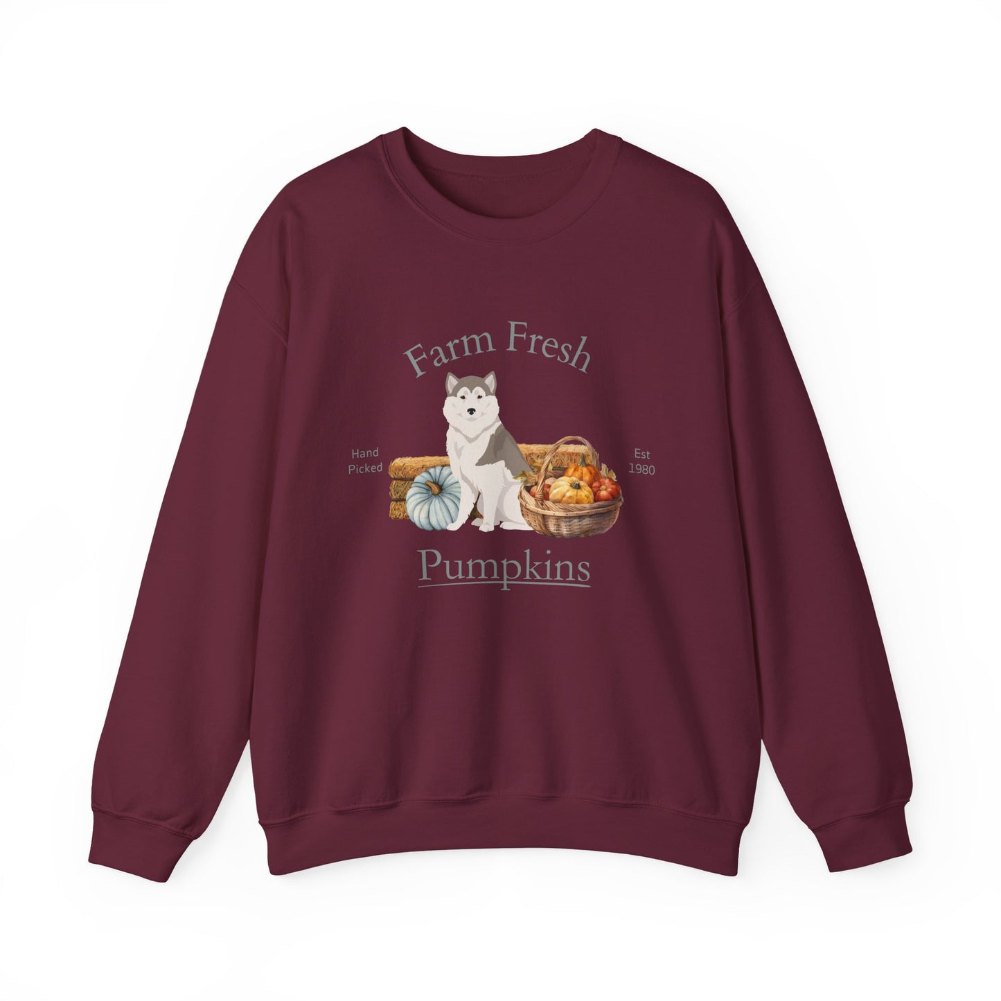 Greenland Dog Dog Fall Farm Fresh Unisex Heavy Blend Crewneck Sweatshirt