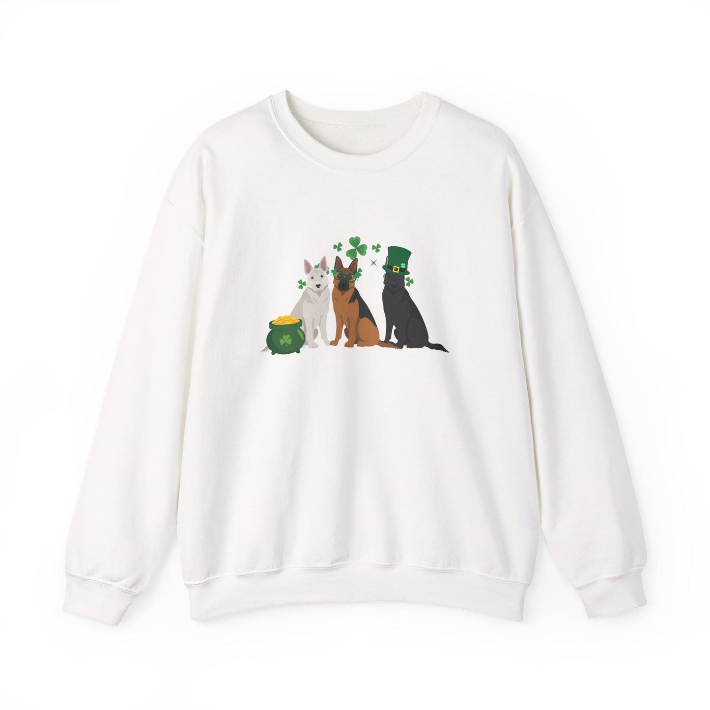 German Shepherd Dog St Patricks Day Unisex Heavy Blend Crewneck Sweatshirt, St Pattys day, Cute Dog Mom Gift