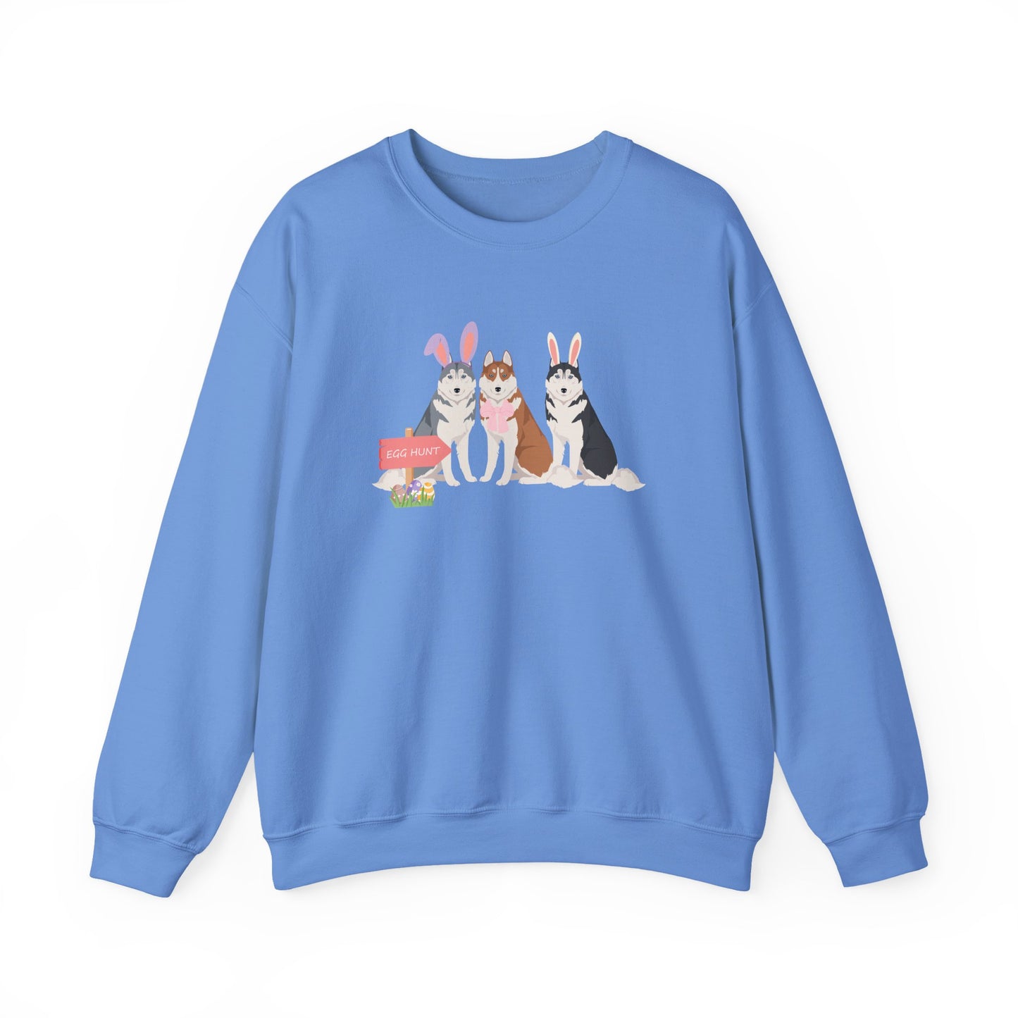 Siberian Husky Dog Easter Unisex Heavy Blend Crewneck Sweatshirt, easter, Cute Dog Mom Gift