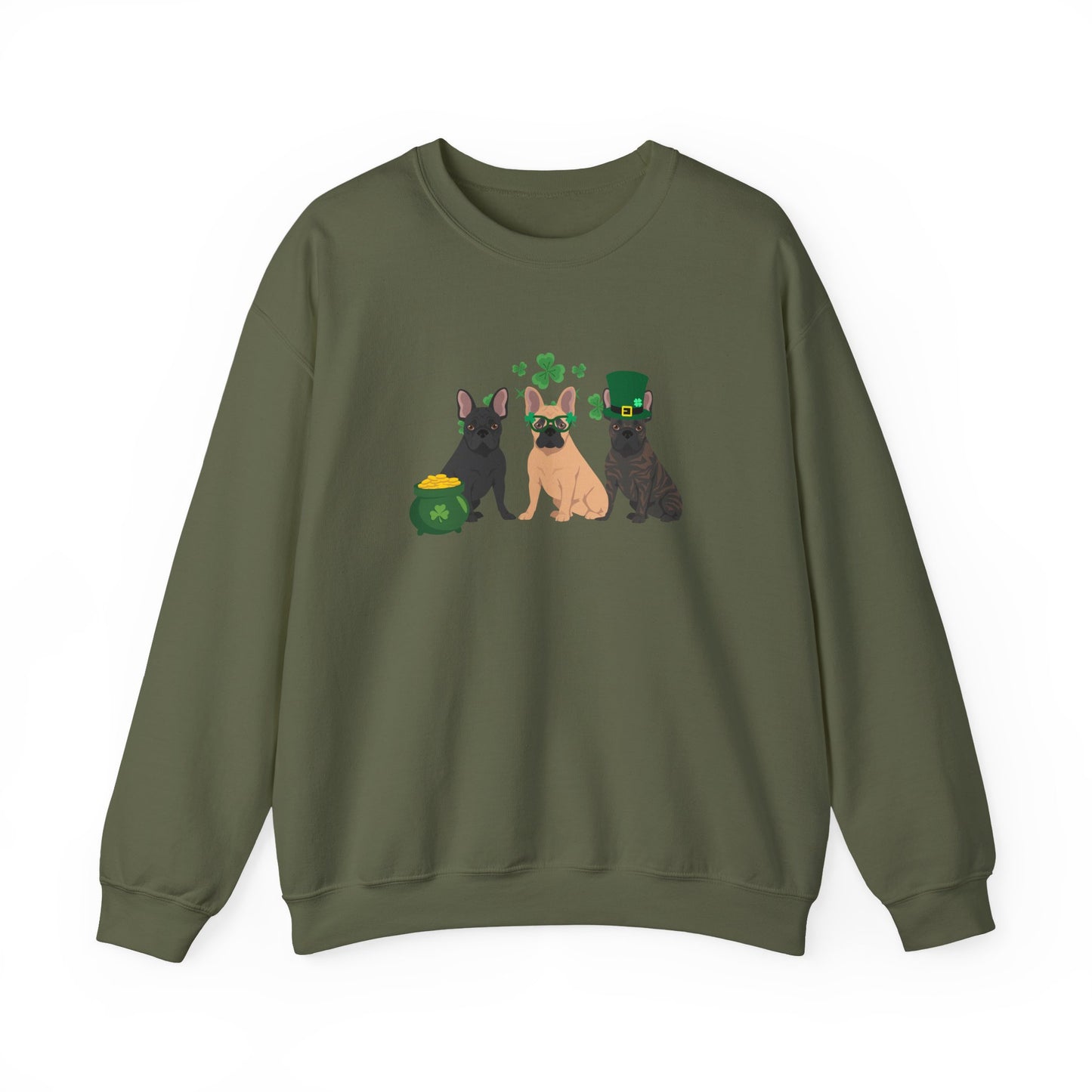 French Bulldog Dog St Patricks Day Unisex Heavy Blend Crewneck Sweatshirt, St Pattys day, Cute Dog Mom Gift