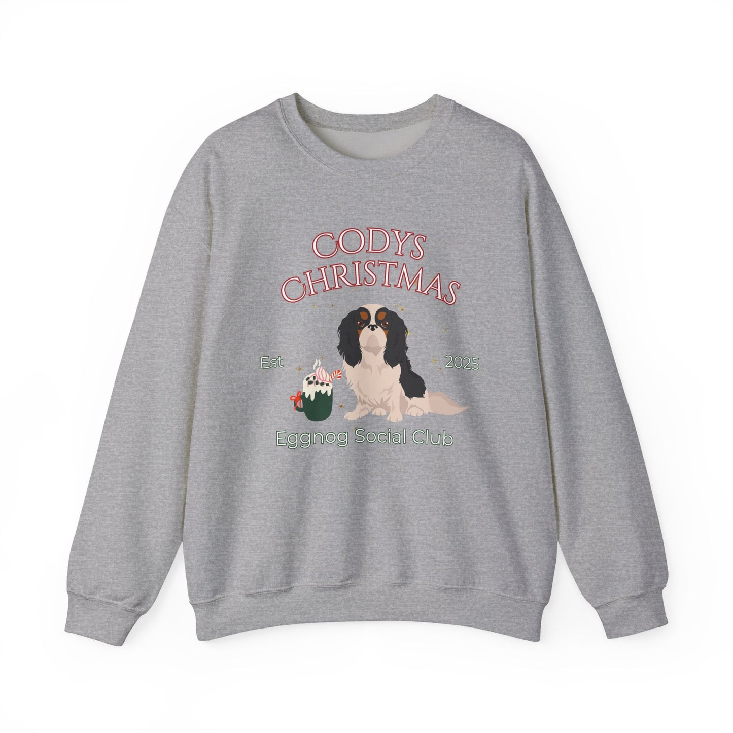 English Toy Spaniel Dog Christmas Social Club Unisex Heavy Blend Crewneck Sweatshirt Custom Name