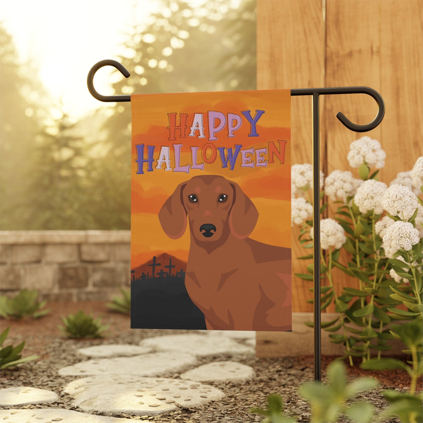 Dachshund Dog Halloween Garden Flag