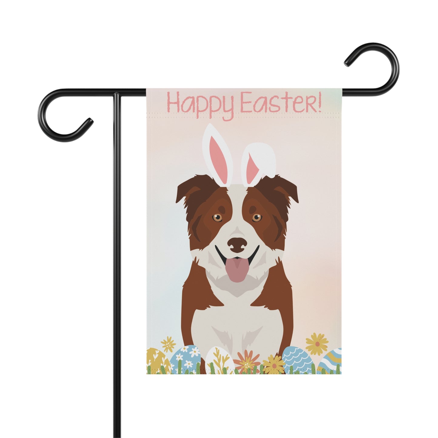Border Collie Dog Happy Easter Garden Flag