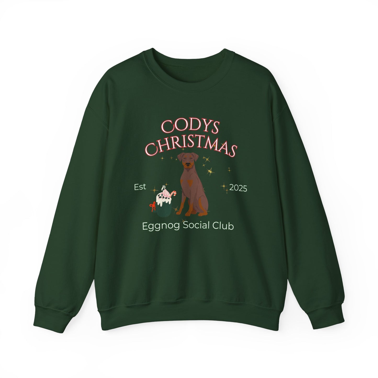 Doberman Pinscher Dog Christmas Social Club Unisex Heavy Blend Crewneck Sweatshirt Custom Name