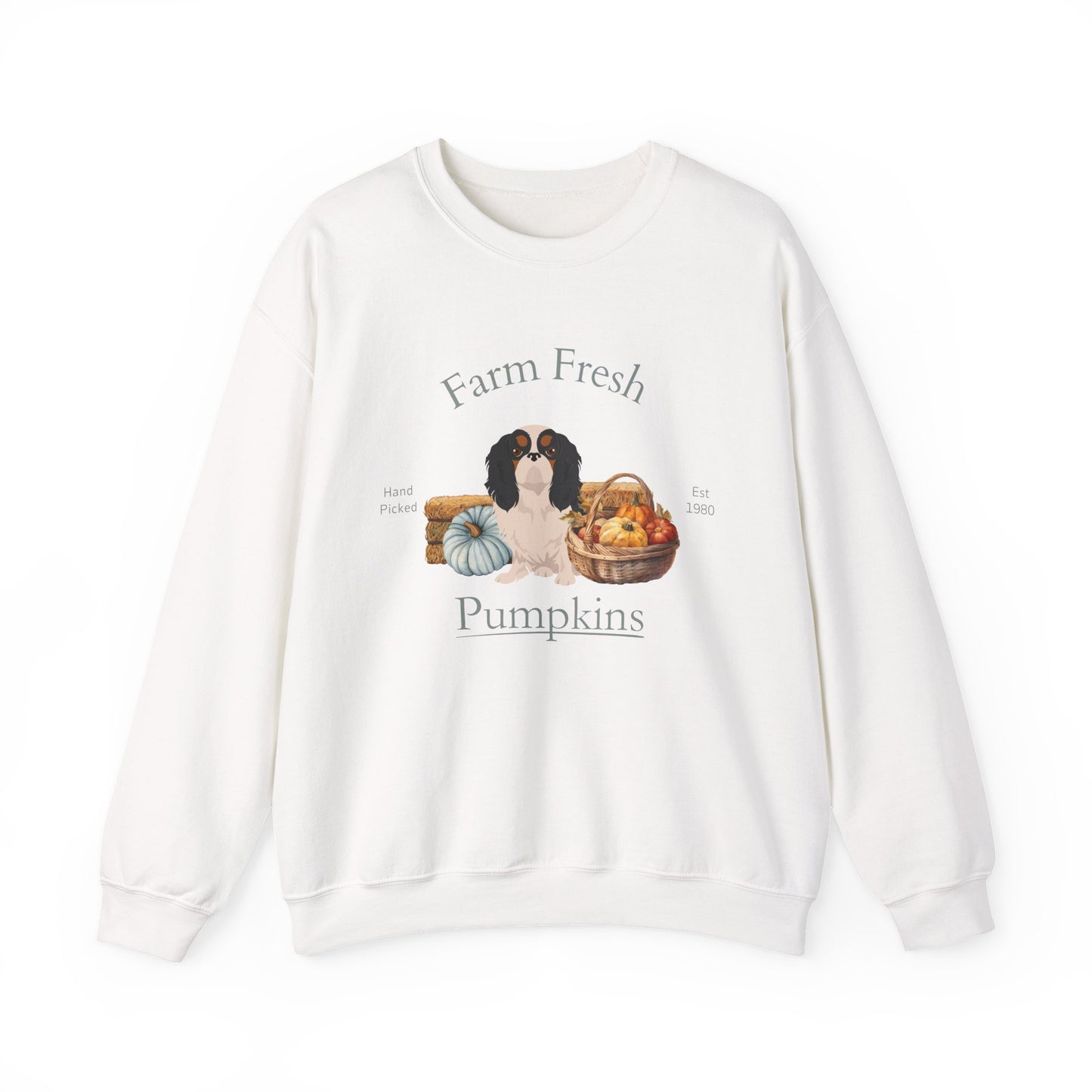 English Toy Spaniel Dog Fall Farm Fresh Unisex Heavy Blend Crewneck Sweatshirt