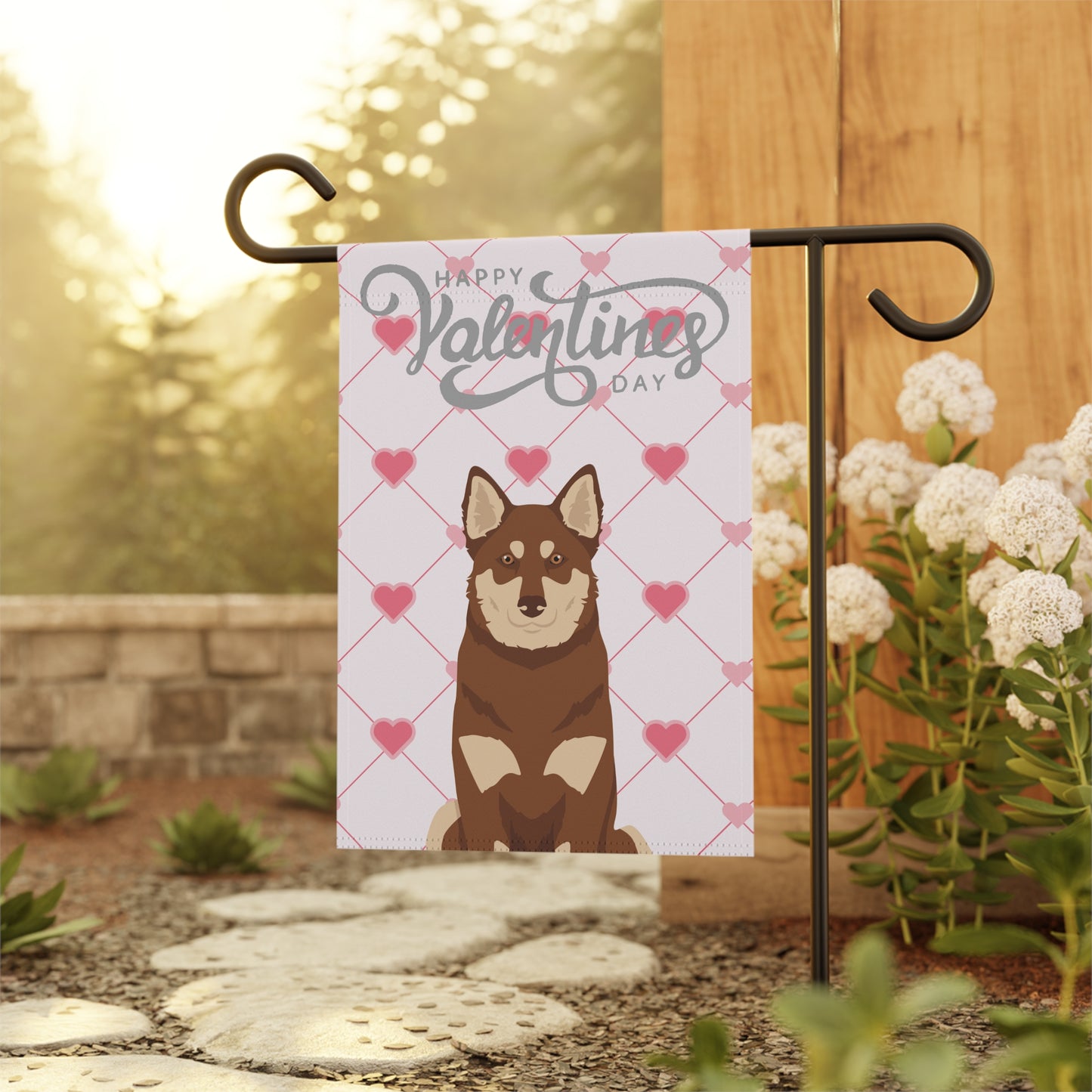 Lapponian Herder Dog Valentines Day Garden Flag