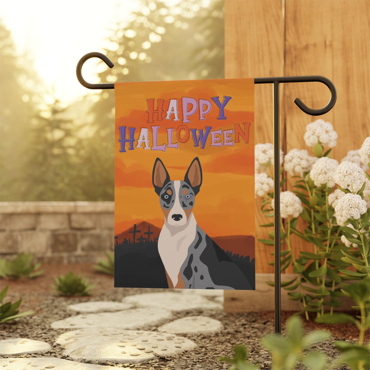 Australian Koolie Dog Halloween Garden Flag
