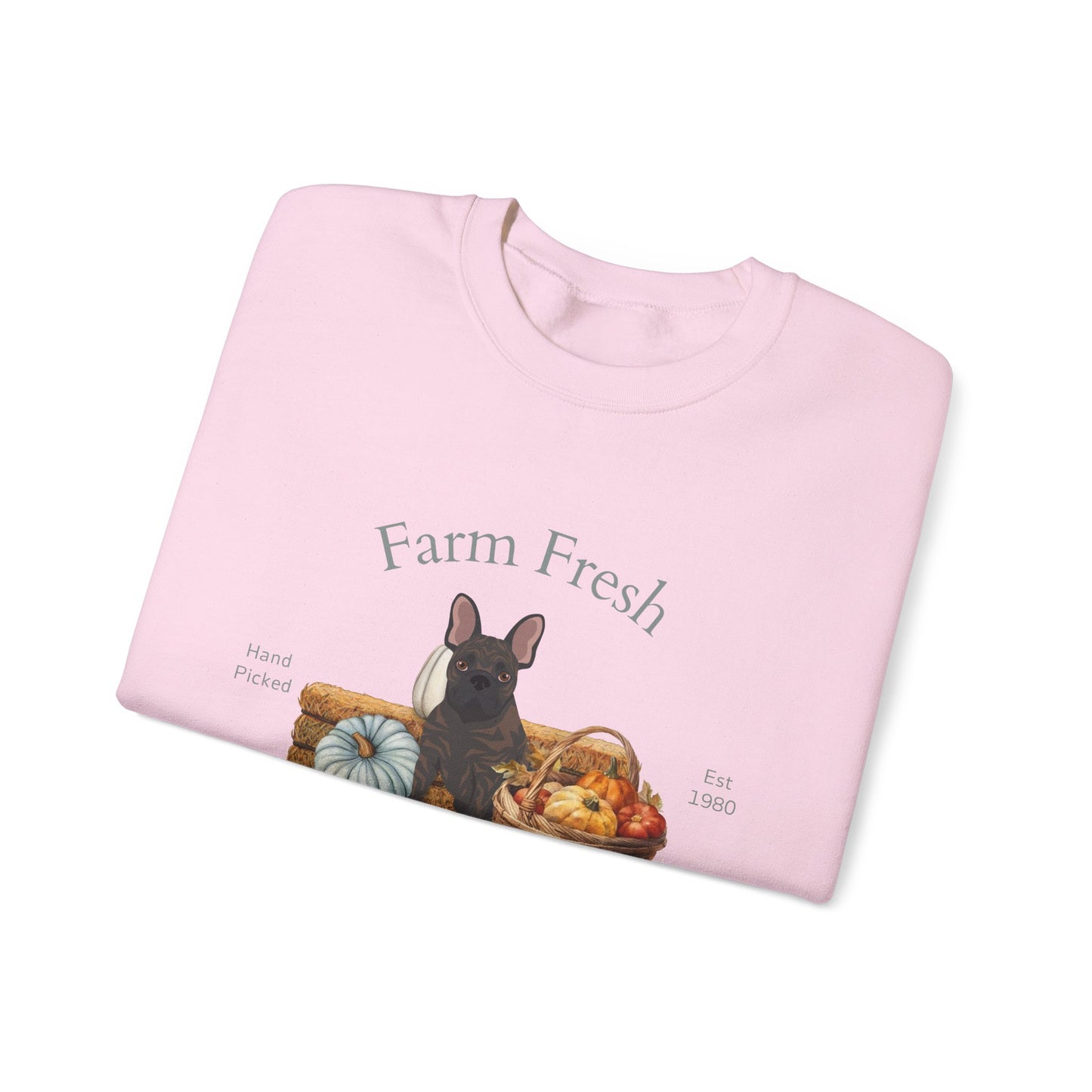 French Bulldog Dog Fall Farm Fresh Unisex Heavy Blend Crewneck Sweatshirt