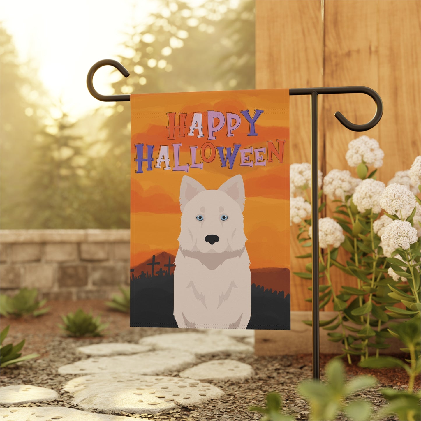 Yakutian Laika Dog Halloween Garden Flag