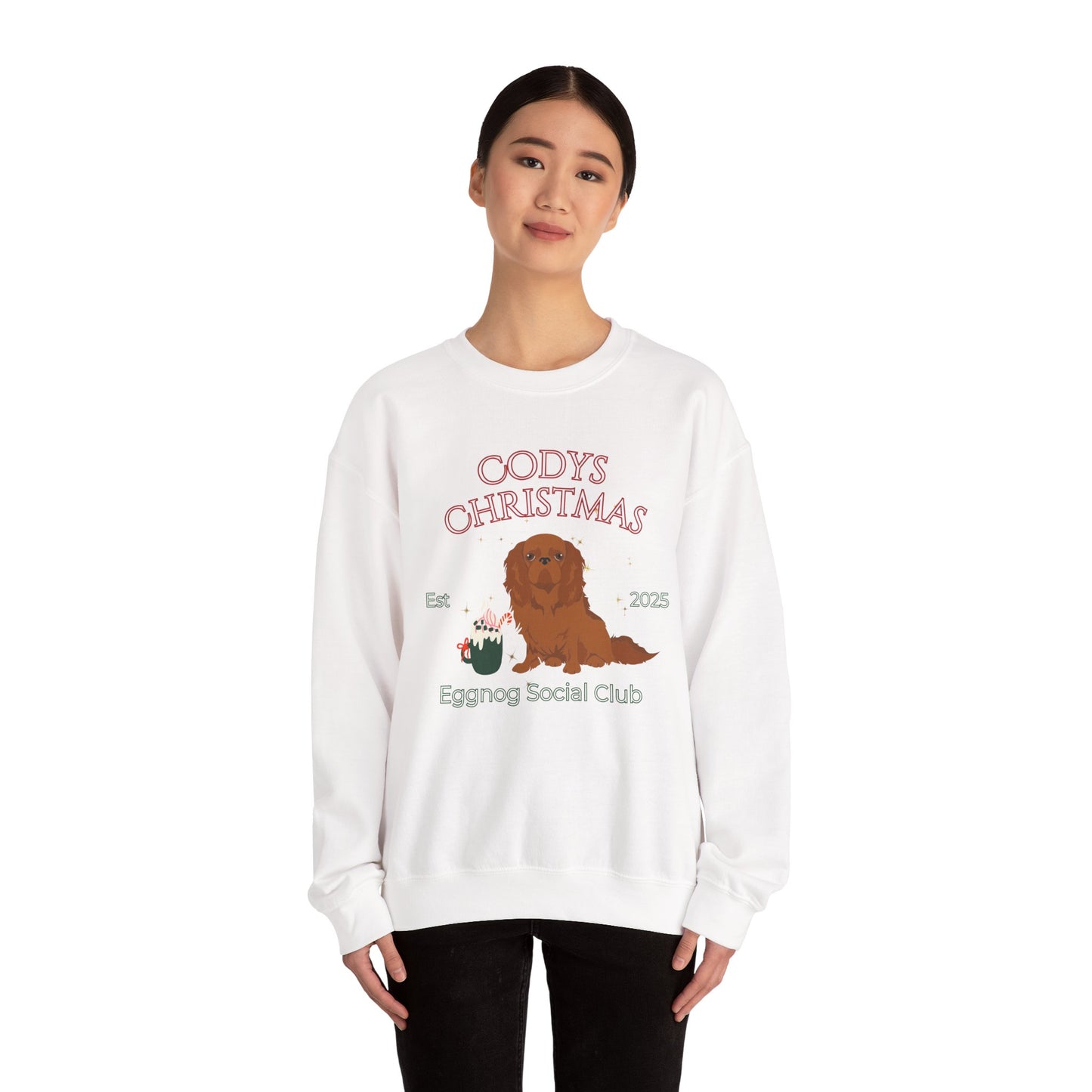 English Toy Spaniel Dog Christmas Social Club Unisex Heavy Blend Crewneck Sweatshirt Custom Name