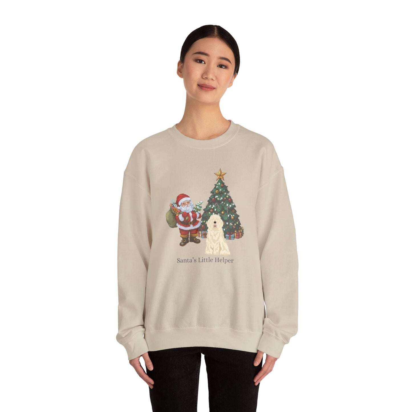Komondor Dog Santa's Little Helper Unisex Heavy Blend Crewneck Sweatshirt
