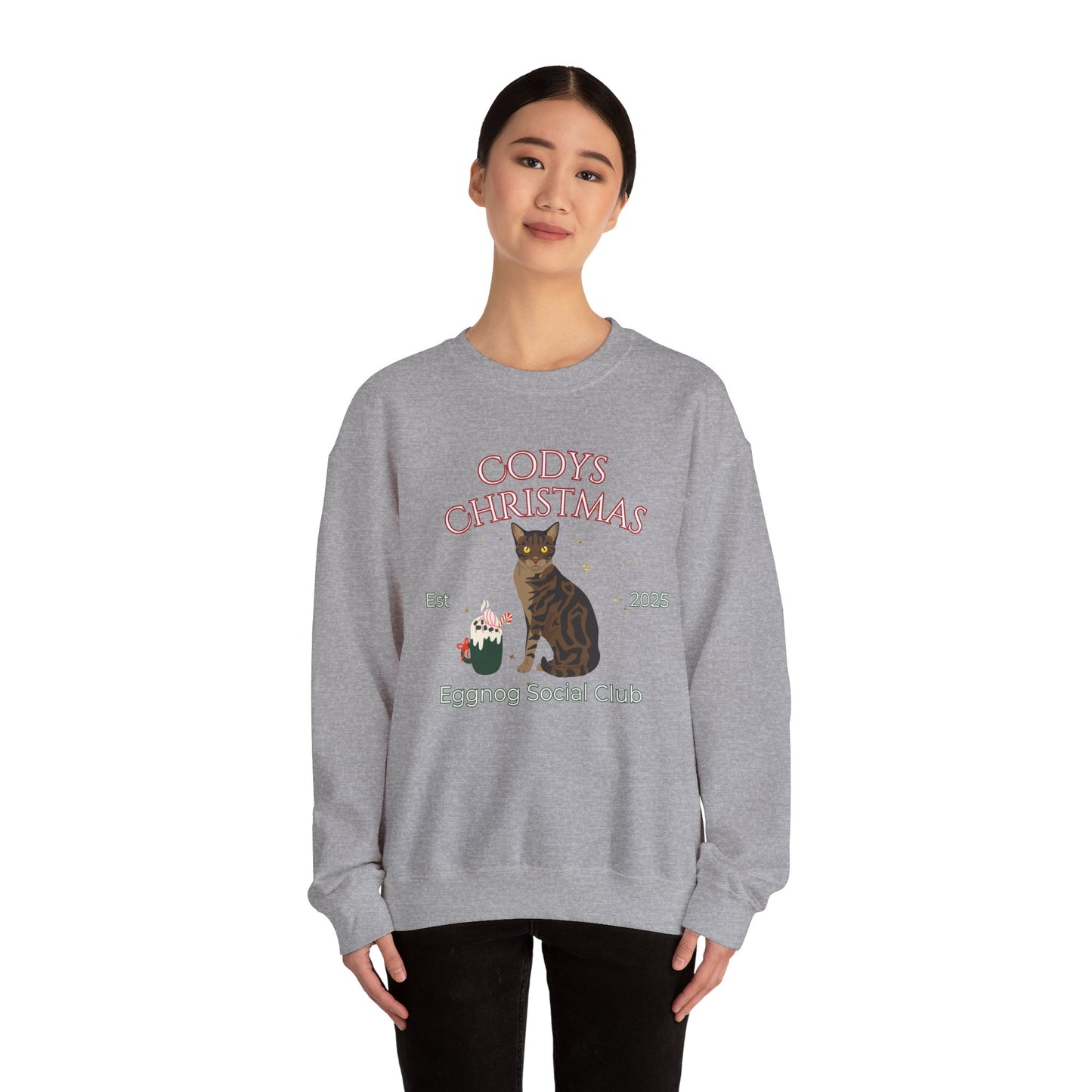 Bengal Cat Cat Christmas Social Club Unisex Heavy Blend Crewneck Sweatshirt Custom Name