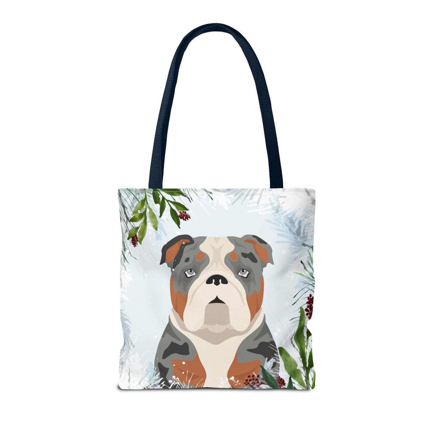 Bulldog Dog Christmas Holiday Tote Bag 16x16