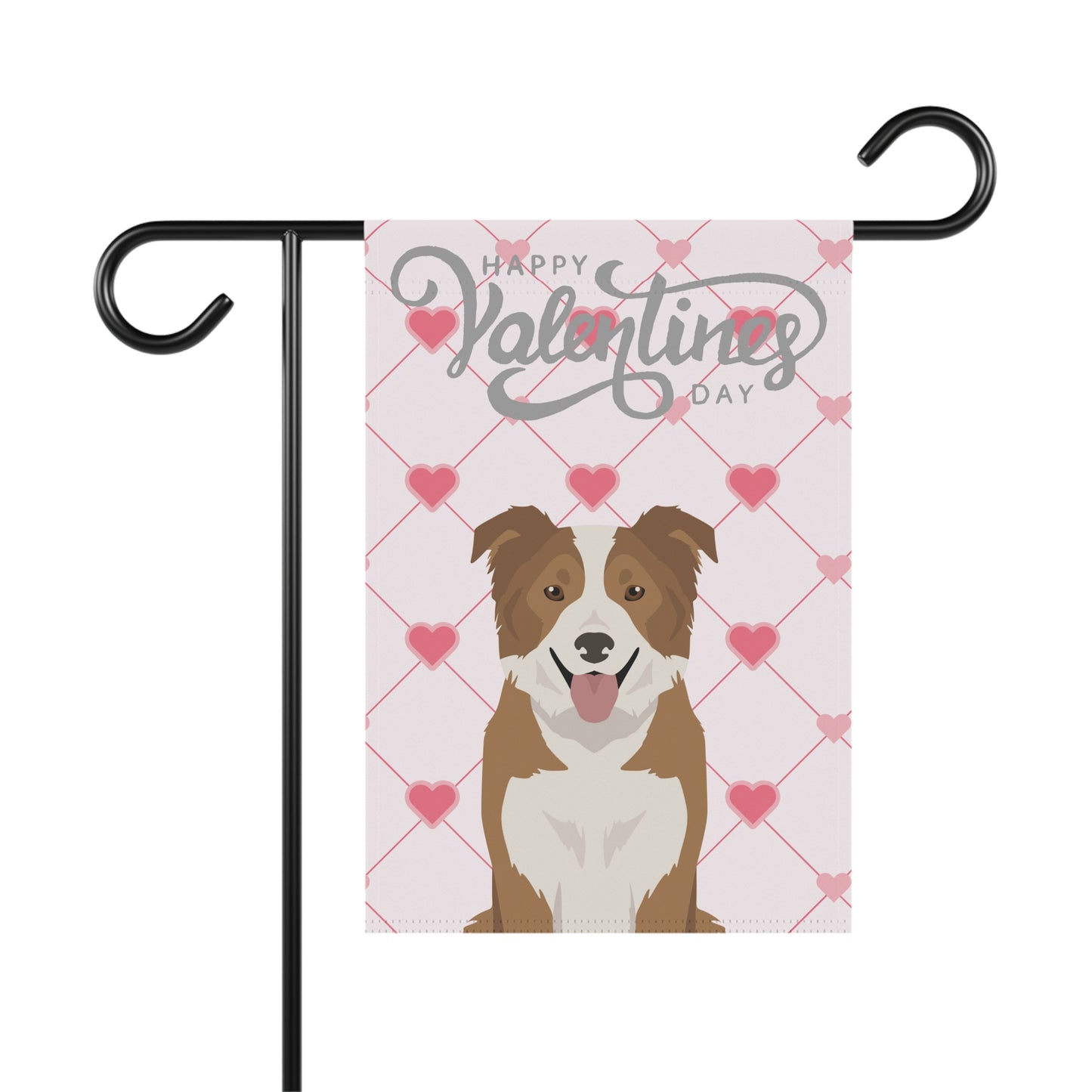 Border Collie Dog Valentines Day Garden Flag