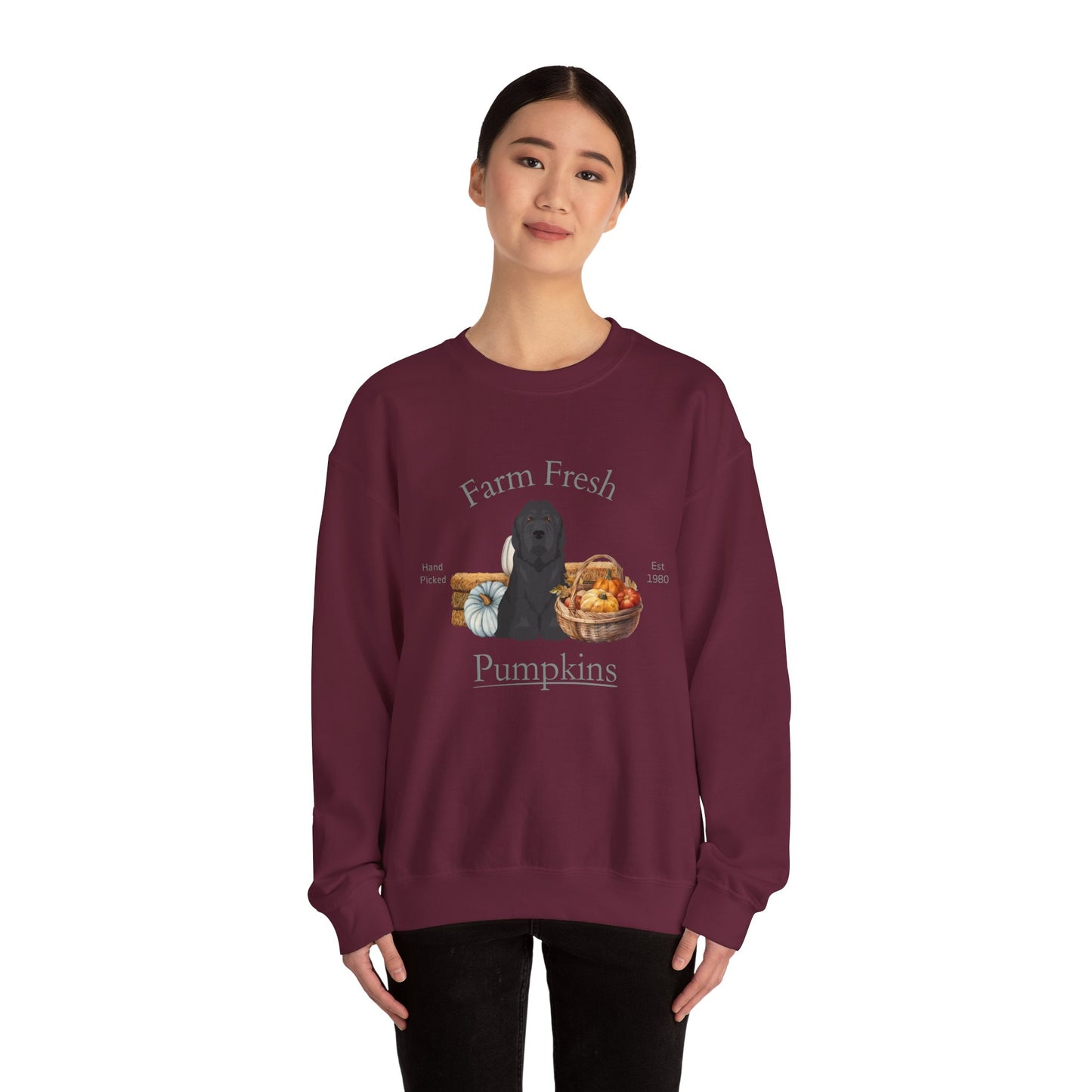 Briard Dog Fall Farm Fresh Unisex Heavy Blend Crewneck Sweatshirt