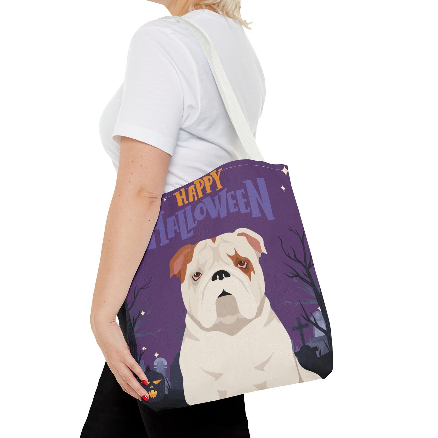 Bulldog Dog Happy Halloween Tote Bag 16x16
