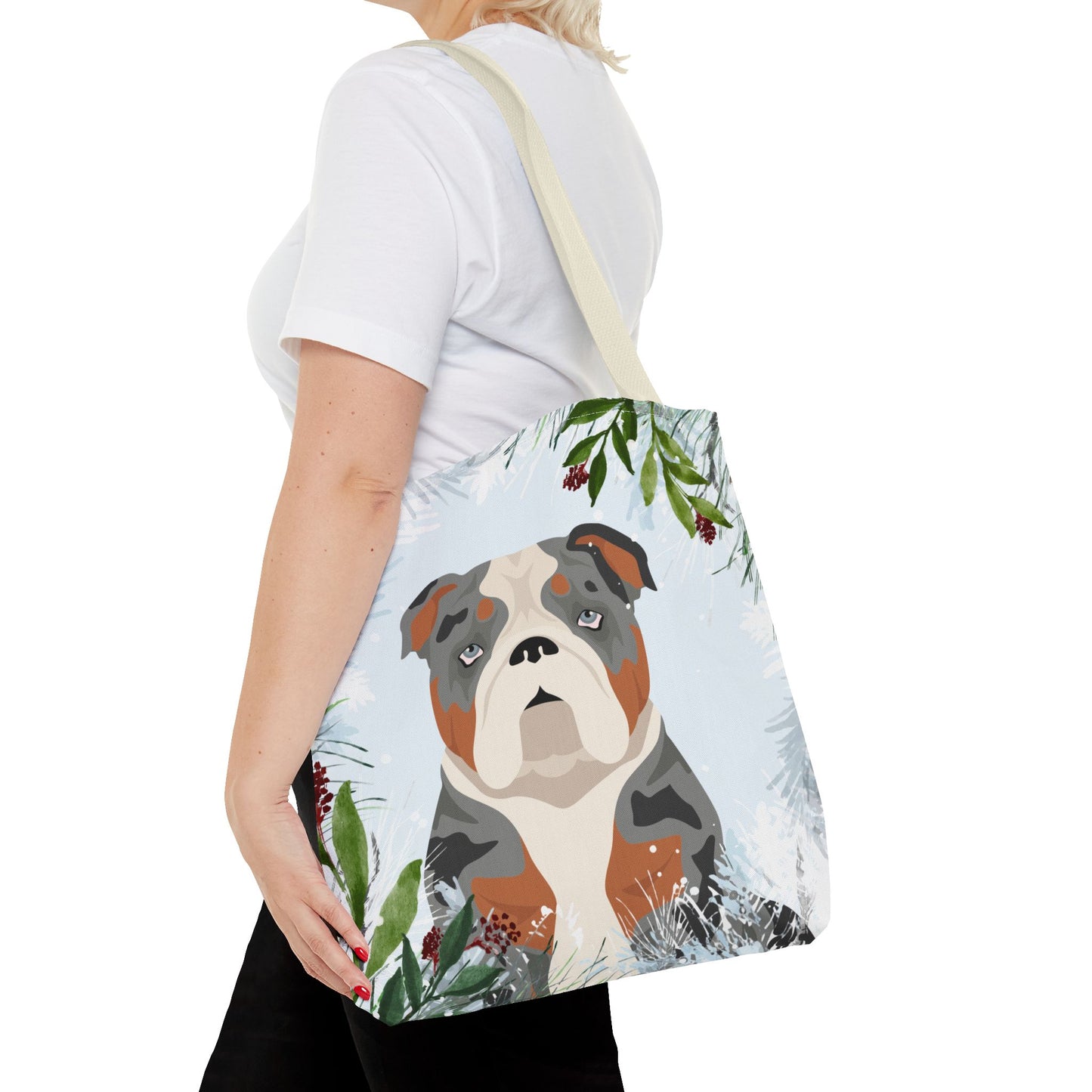 Bulldog Dog Christmas Holiday Tote Bag 16x16
