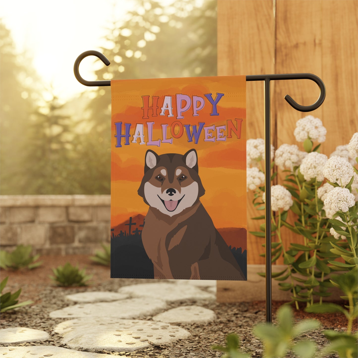 Hokkaido Dog Halloween Garden Flag