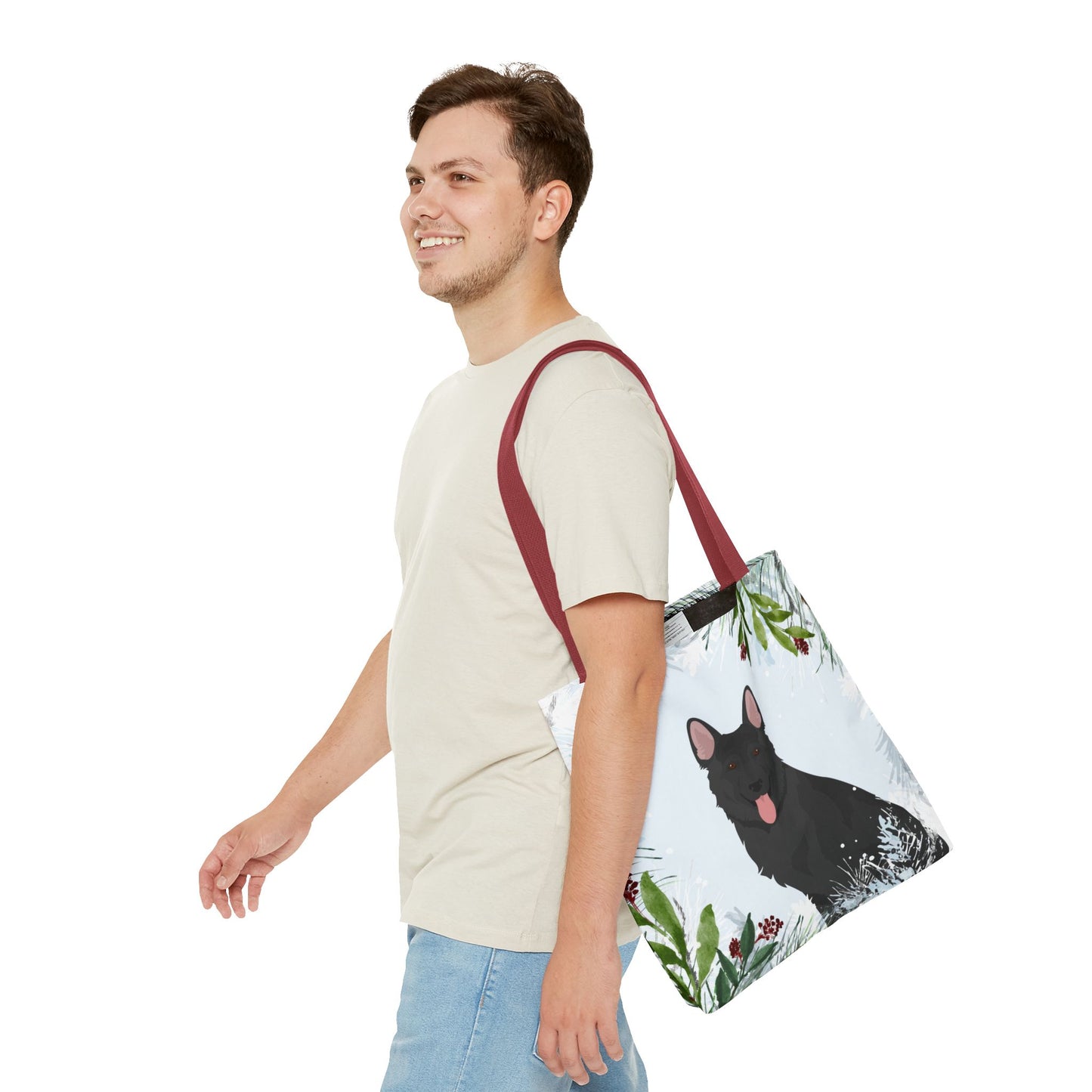 German Shepherd Dog Christmas Holiday Tote Bag 16x16