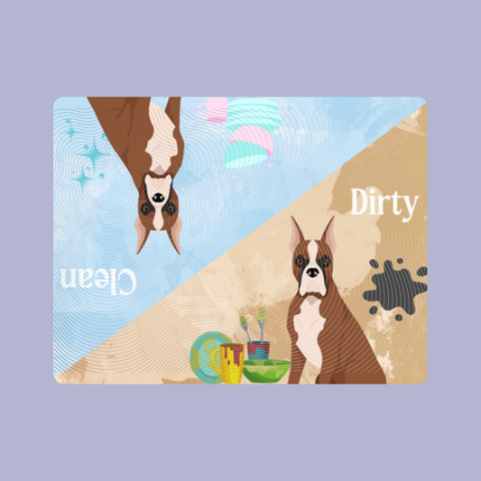 Boxer Dog Clean & Dirty Fridge Magnet Set 3 Pack