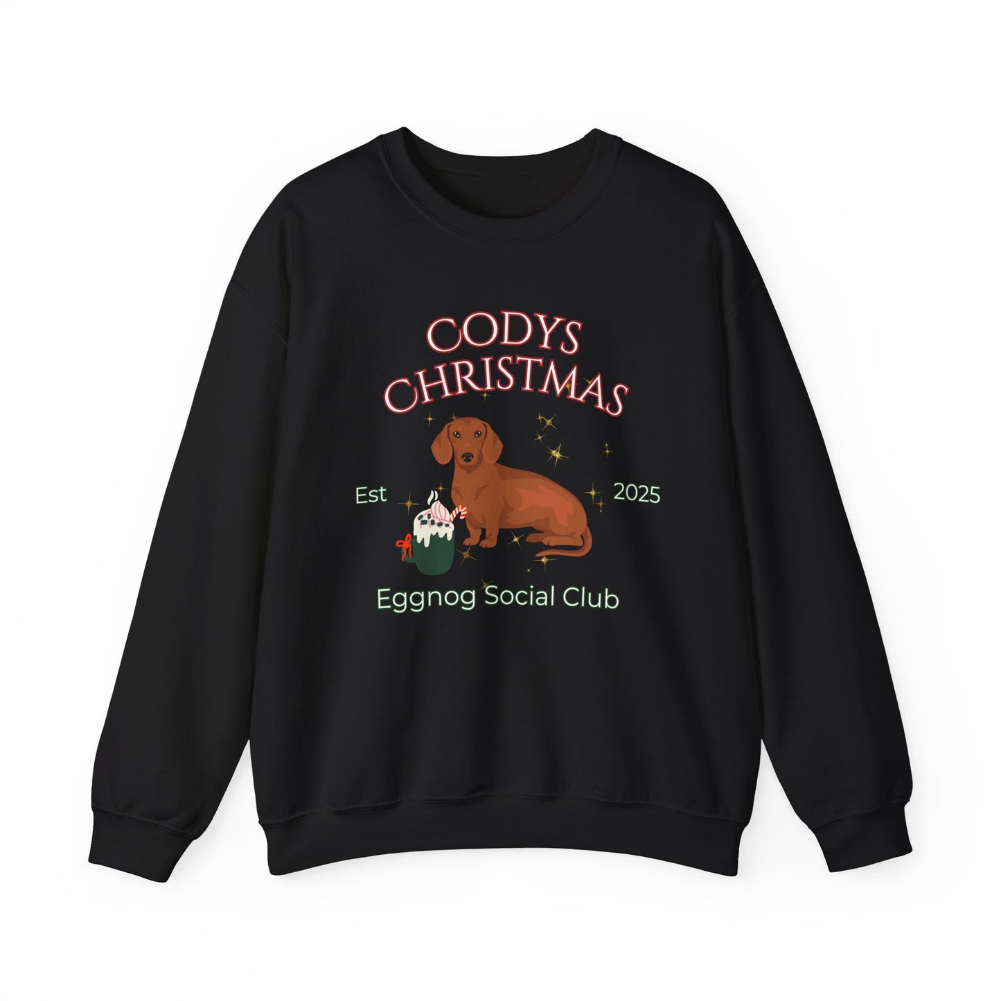 Dachshund Dog Christmas Social Club Unisex Heavy Blend Crewneck Sweatshirt Custom Name