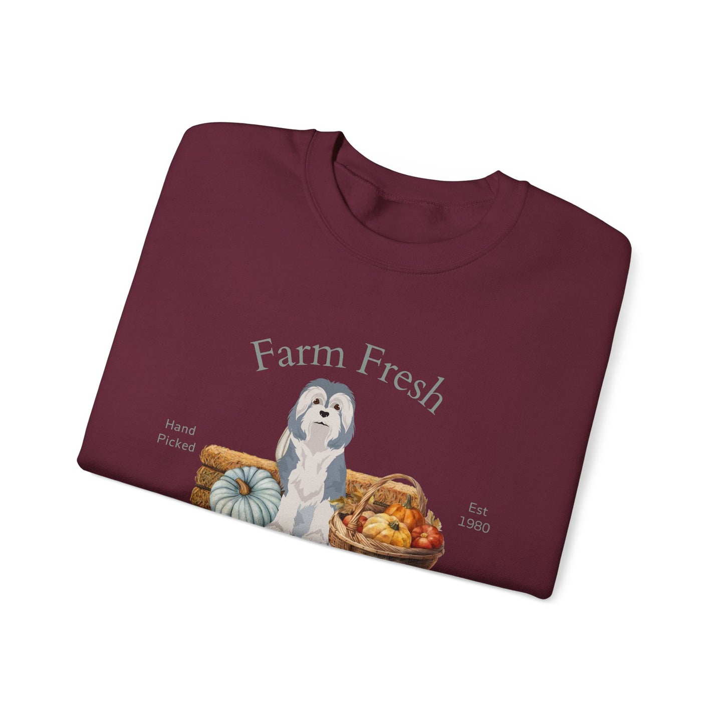 Lowchen Dog Fall Farm Fresh Unisex Heavy Blend Crewneck Sweatshirt
