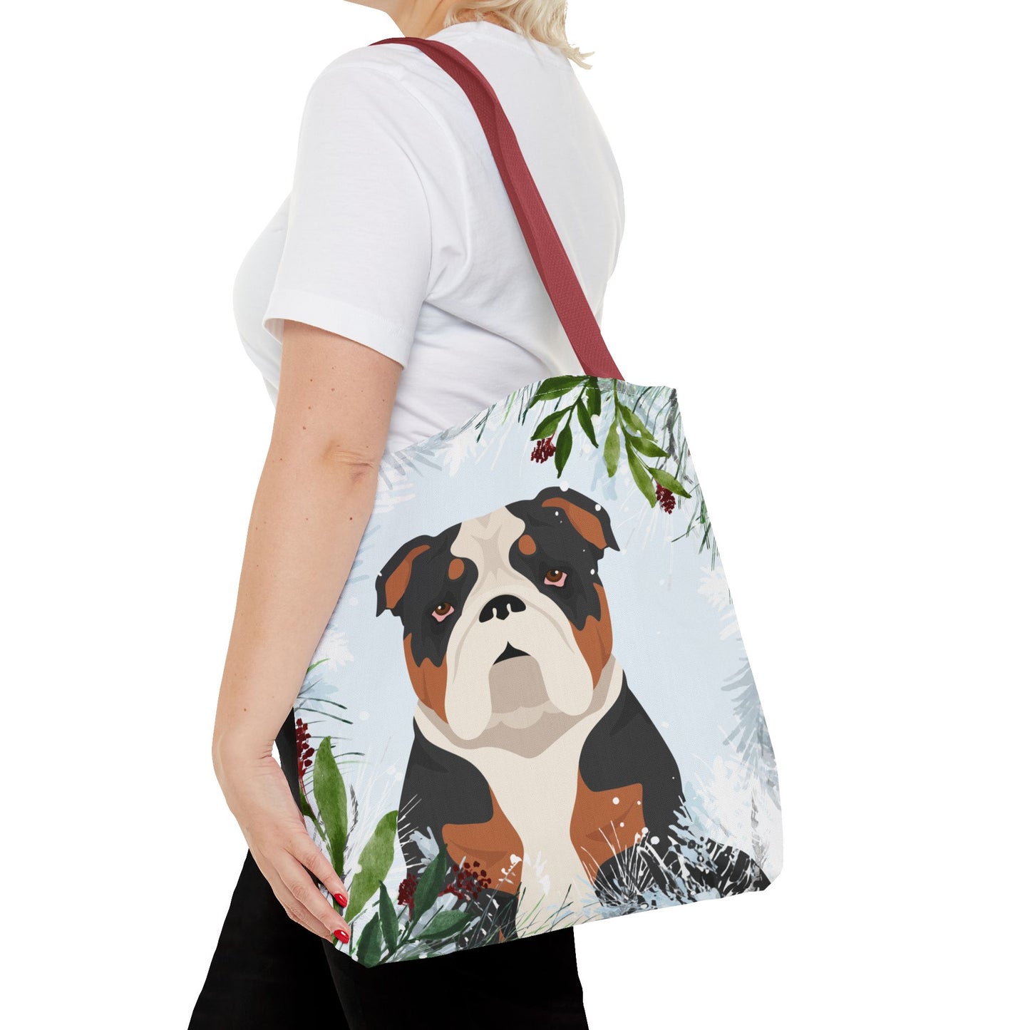 Bulldog Dog Christmas Holiday Tote Bag 16x16