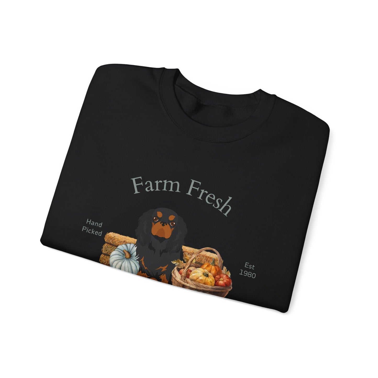 English Toy Spaniel Dog Fall Farm Fresh Unisex Heavy Blend Crewneck Sweatshirt