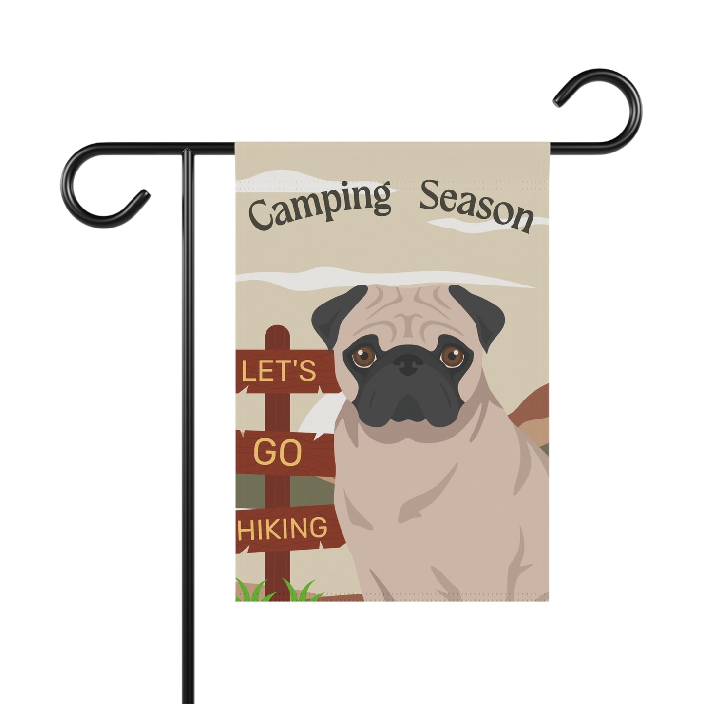 Pug Dog Camping Garden Flag