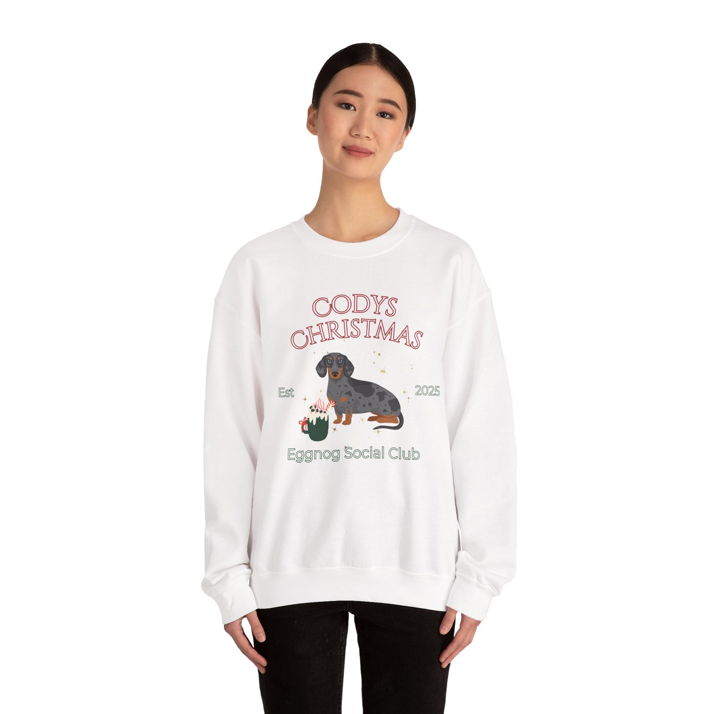 Dachshund Dog Christmas Social Club Unisex Heavy Blend Crewneck Sweatshirt Custom Name