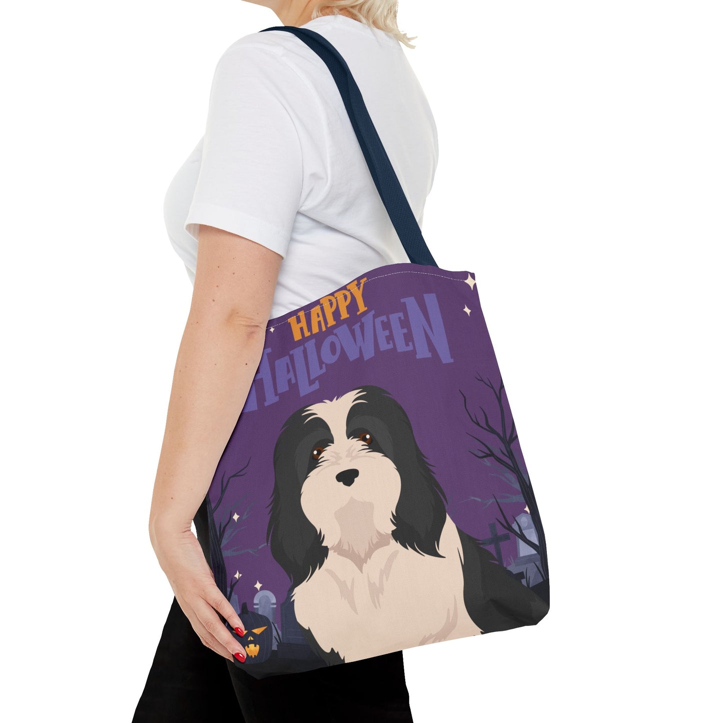 Havanese Dog Happy Halloween Tote Bag 16x16
