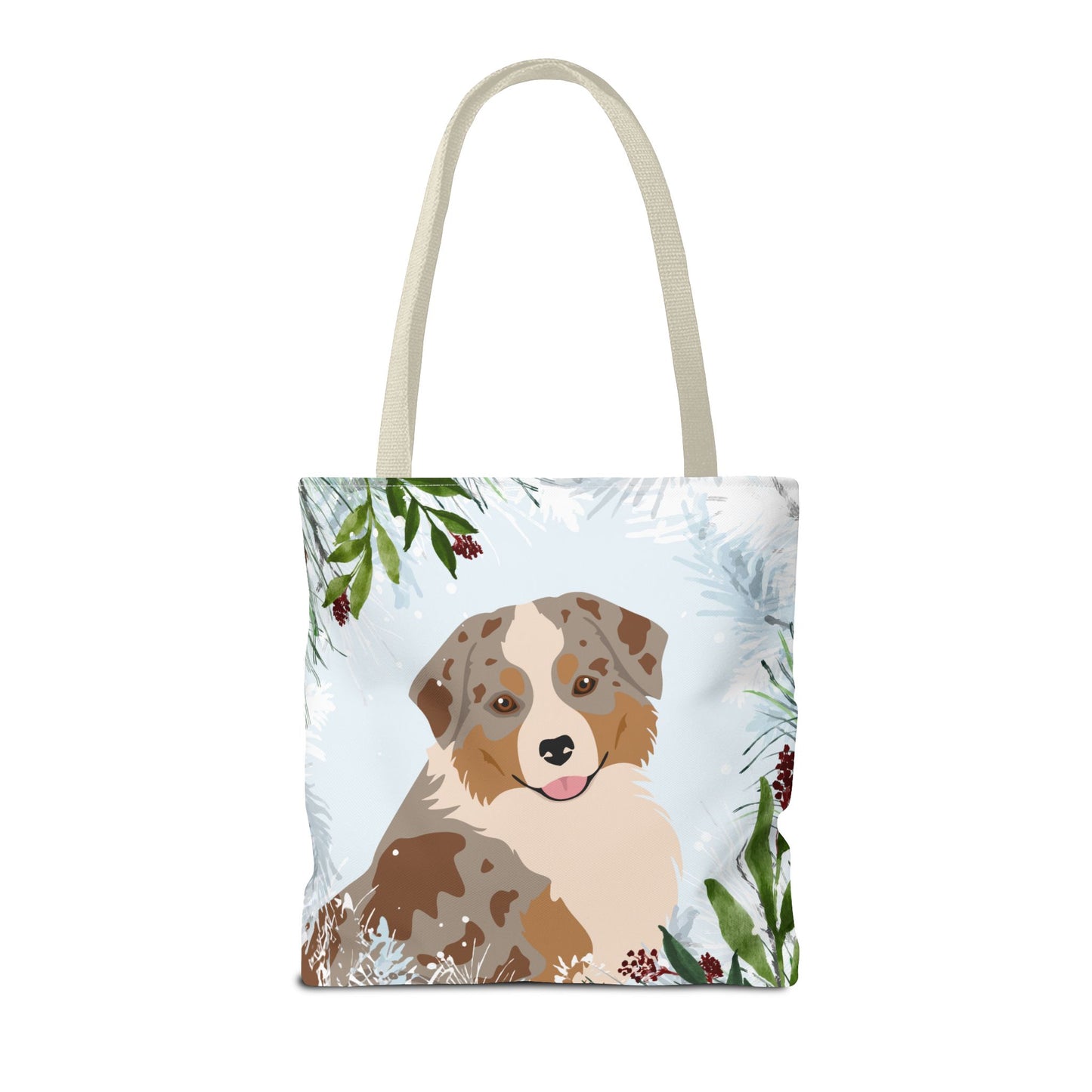 Miniature American Shepherd Dog Christmas Holiday Tote Bag 16x16