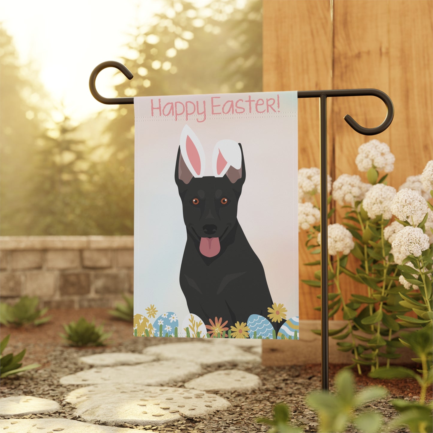 Australian Kelpie Dog Happy Easter Garden Flag