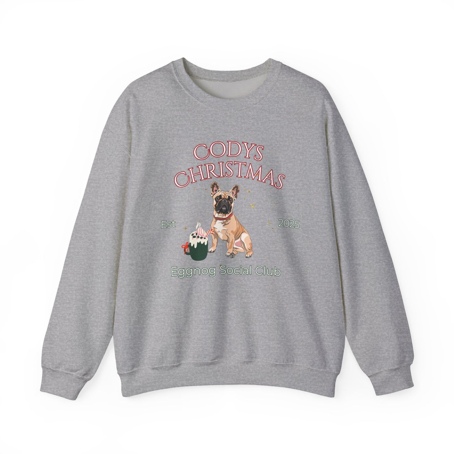 French Bulldog Dog Christmas Social Club Unisex Heavy Blend Crewneck Sweatshirt Custom Name