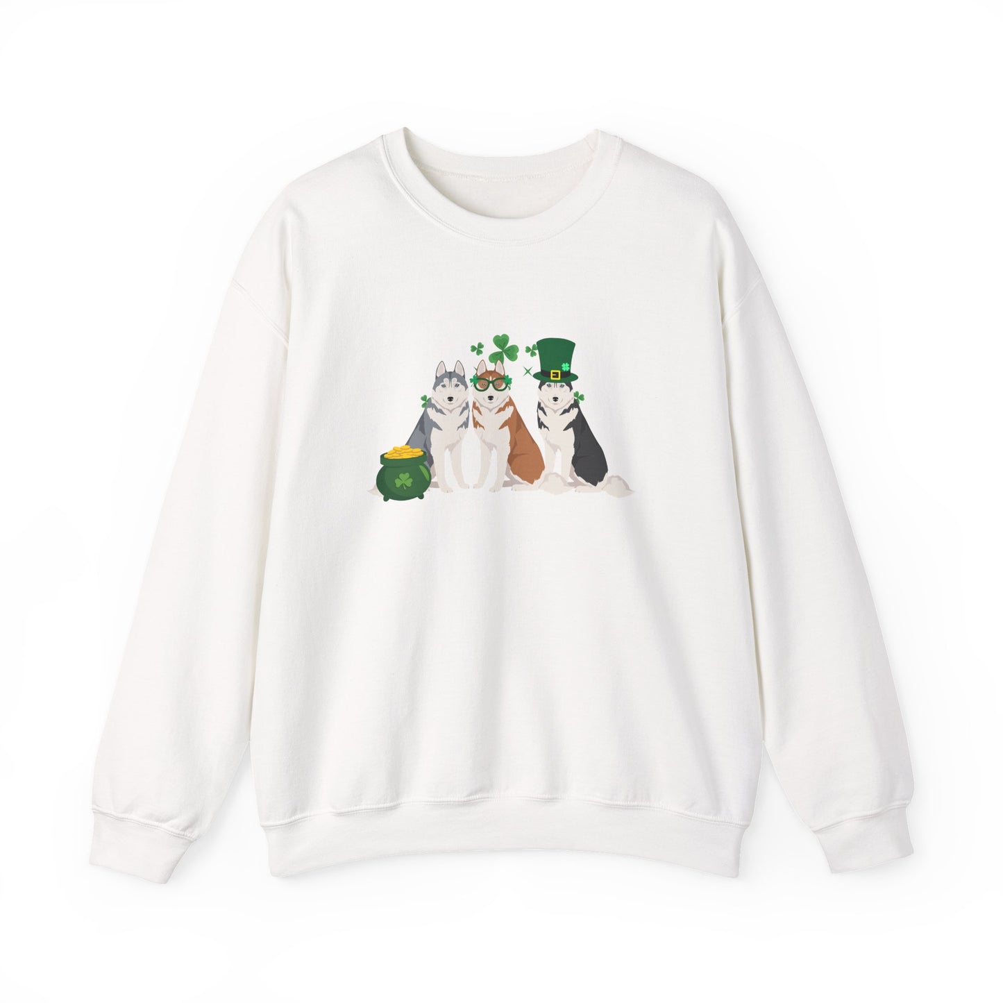 Siberian Husky Dog St Patricks Day Unisex Heavy Blend Crewneck Sweatshirt, St Pattys day, Cute Dog Mom Gift