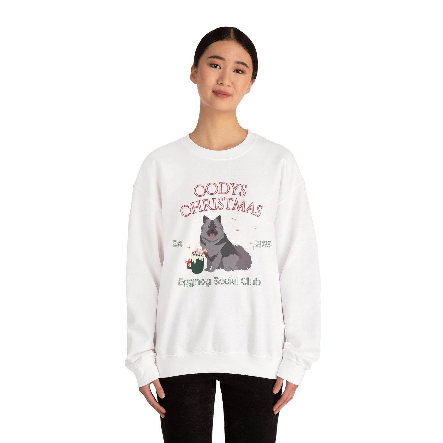 Keeshond Dog Christmas Social Club Unisex Heavy Blend Crewneck Sweatshirt Custom Name