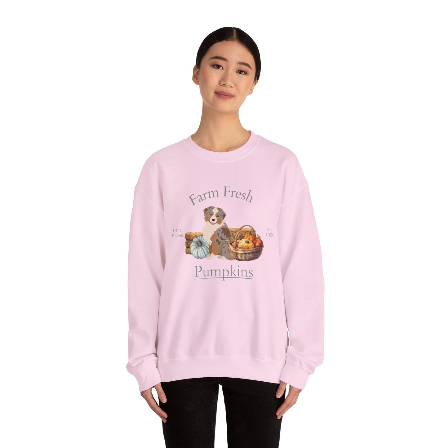 Miniature American Shepherd Dog Fall Farm Fresh Unisex Heavy Blend Crewneck Sweatshirt