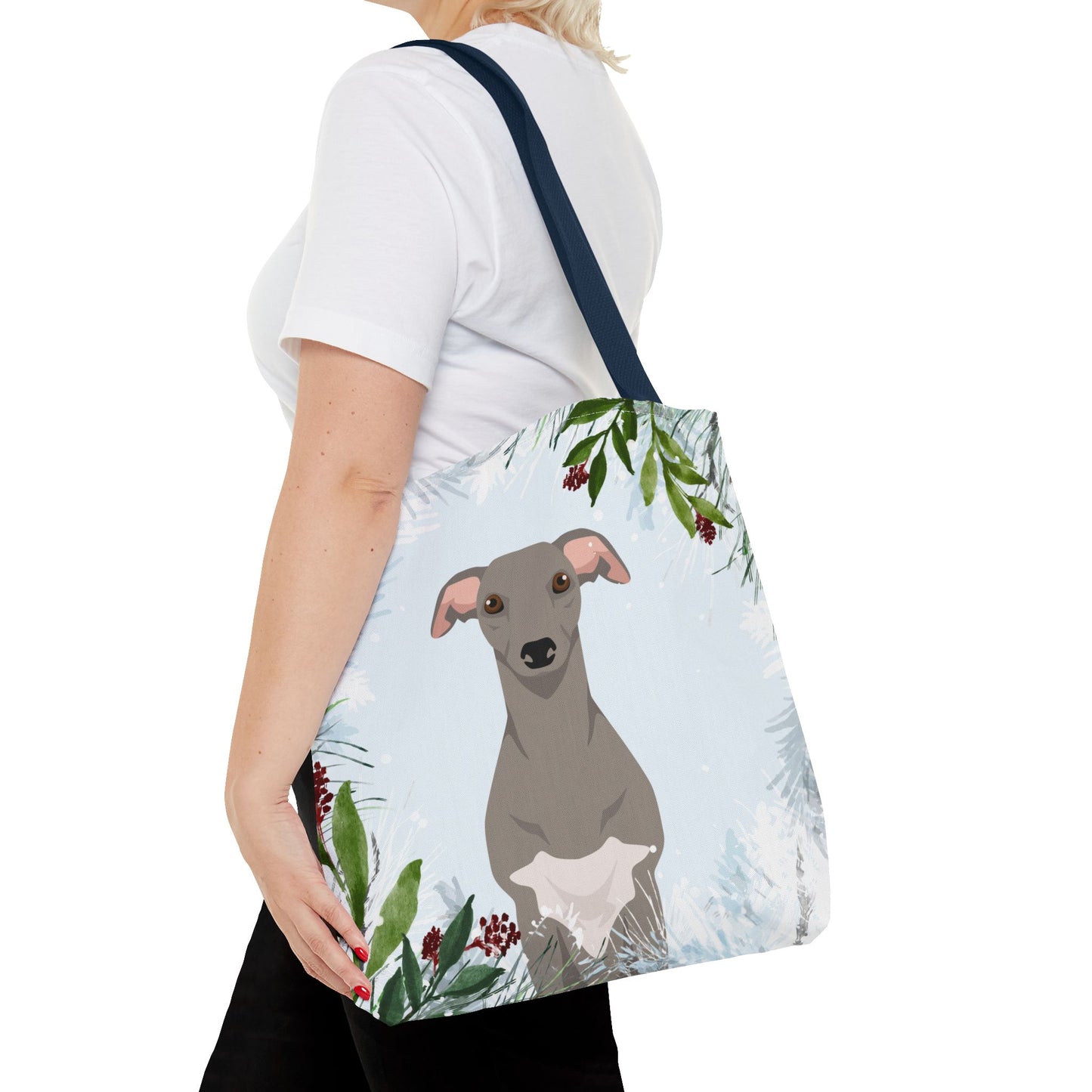 Whippet Dog Christmas Holiday Tote Bag 16x16