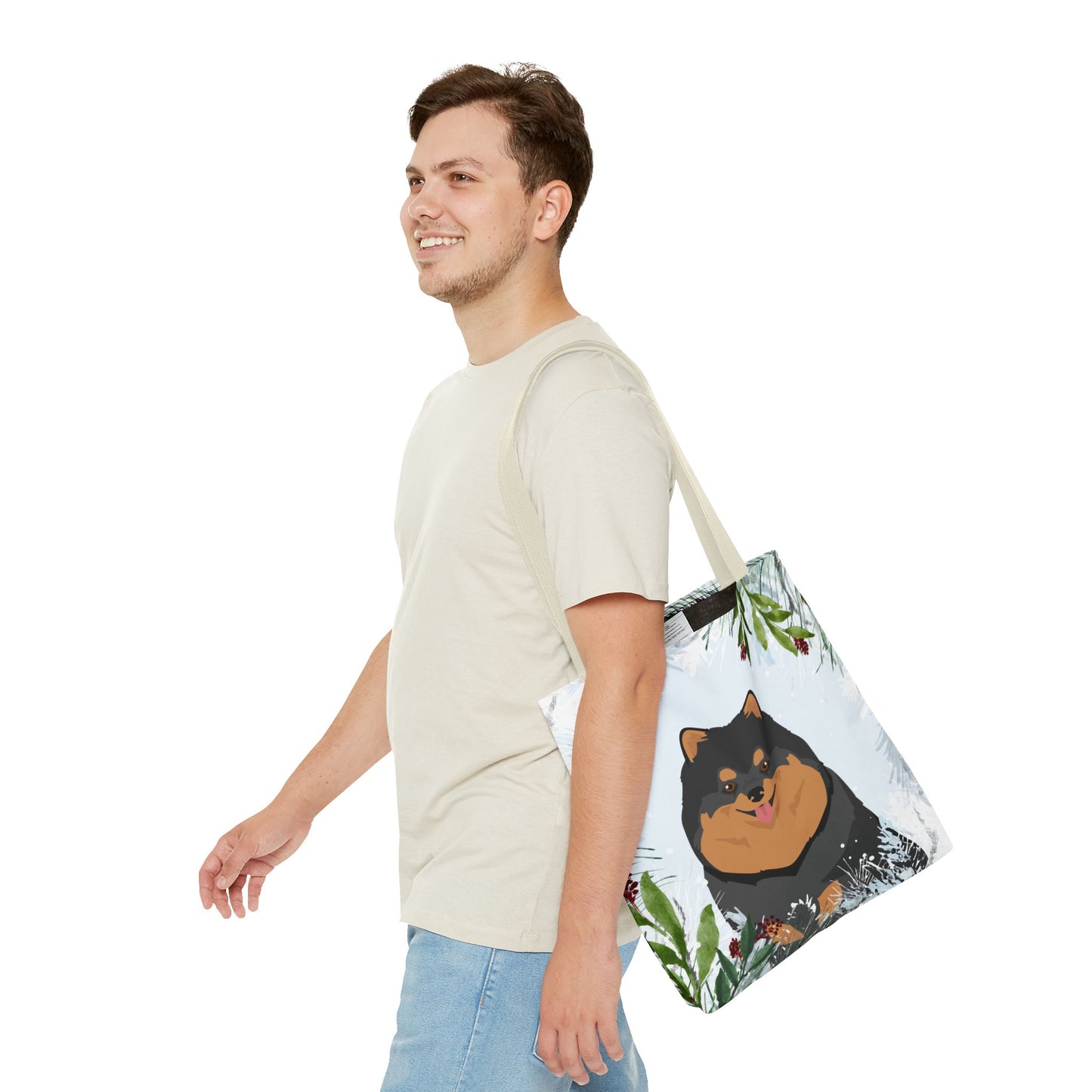 Pomeranian Dog Christmas Holiday Tote Bag 16x16