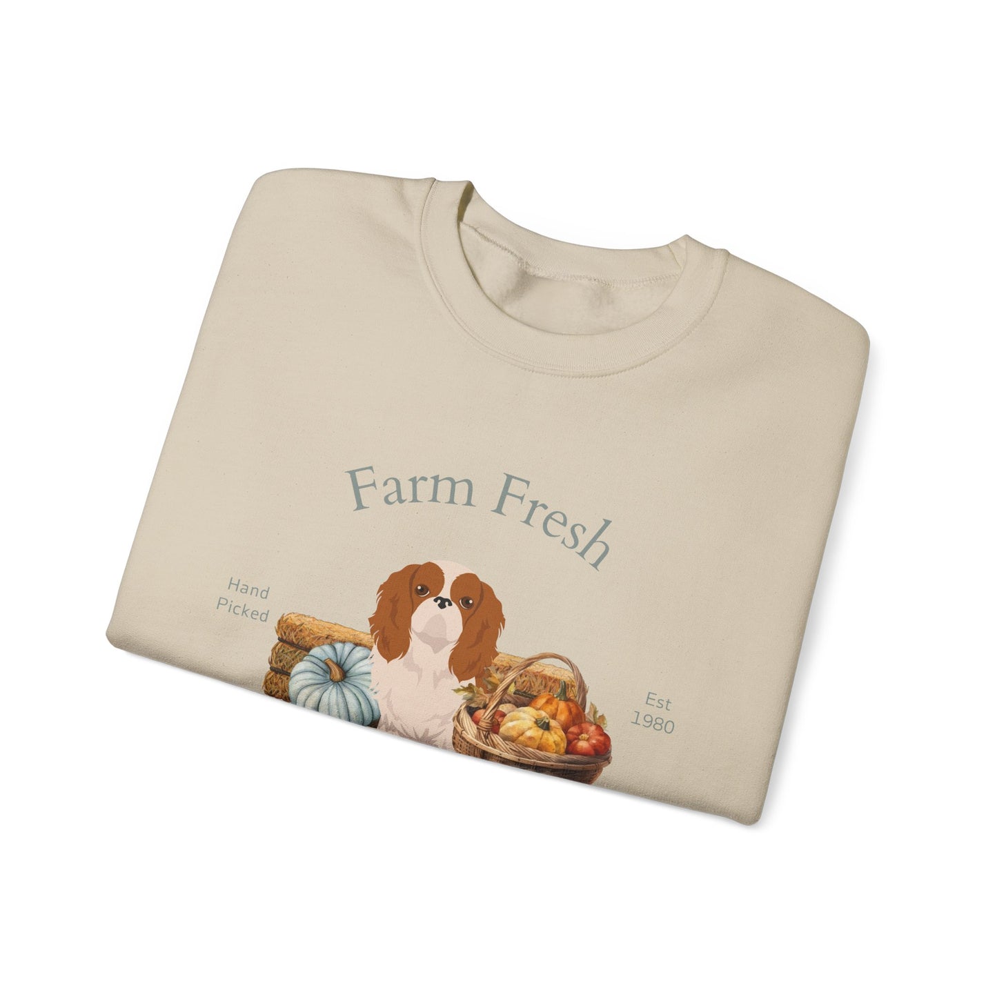 English Toy Spaniel Dog Fall Farm Fresh Unisex Heavy Blend Crewneck Sweatshirt