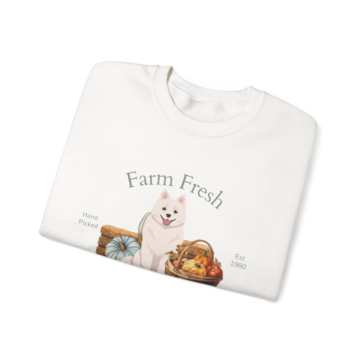 American Eskimo Dog Dog Fall Farm Fresh Unisex Heavy Blend Crewneck Sweatshirt