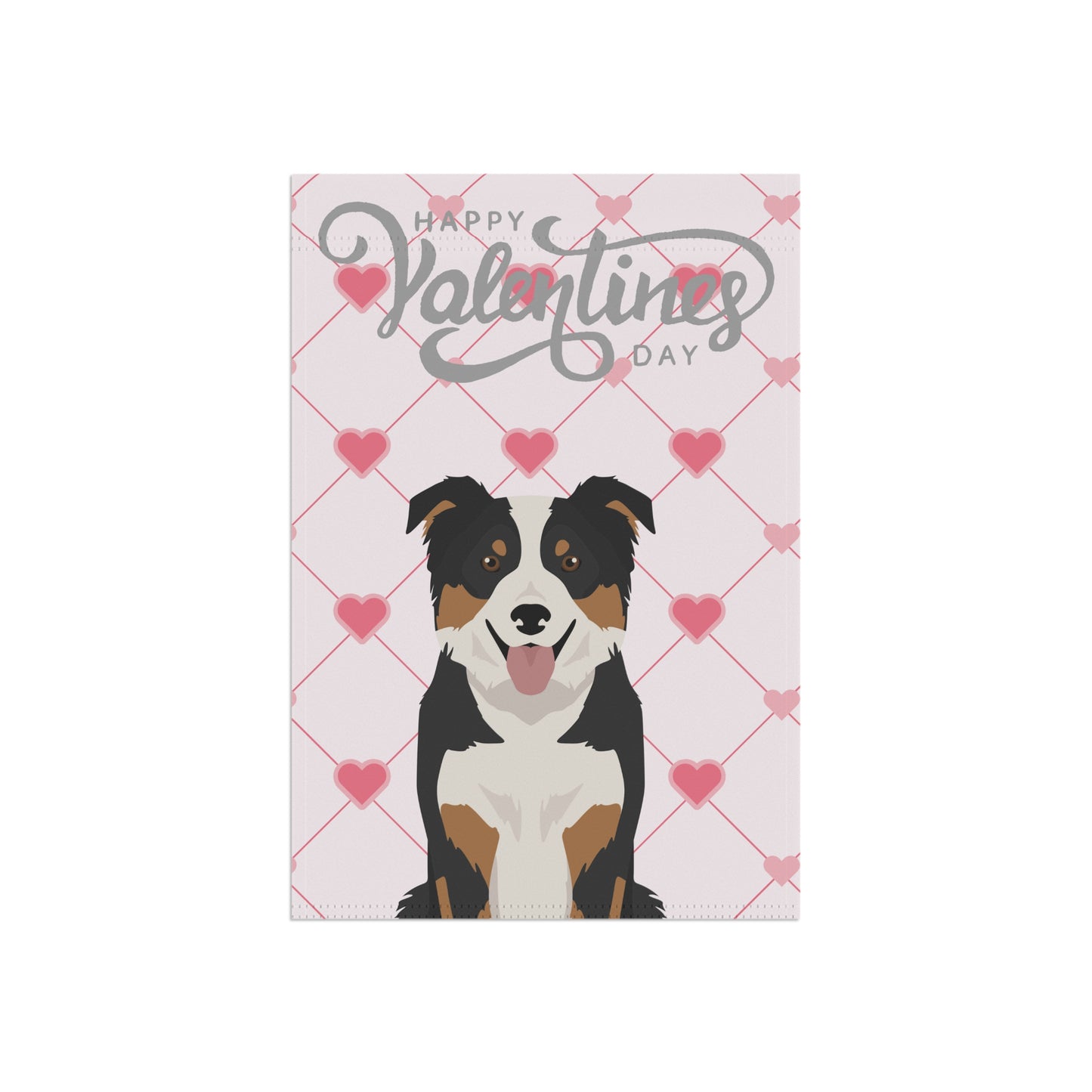 Border Collie Dog Valentines Day Garden Flag