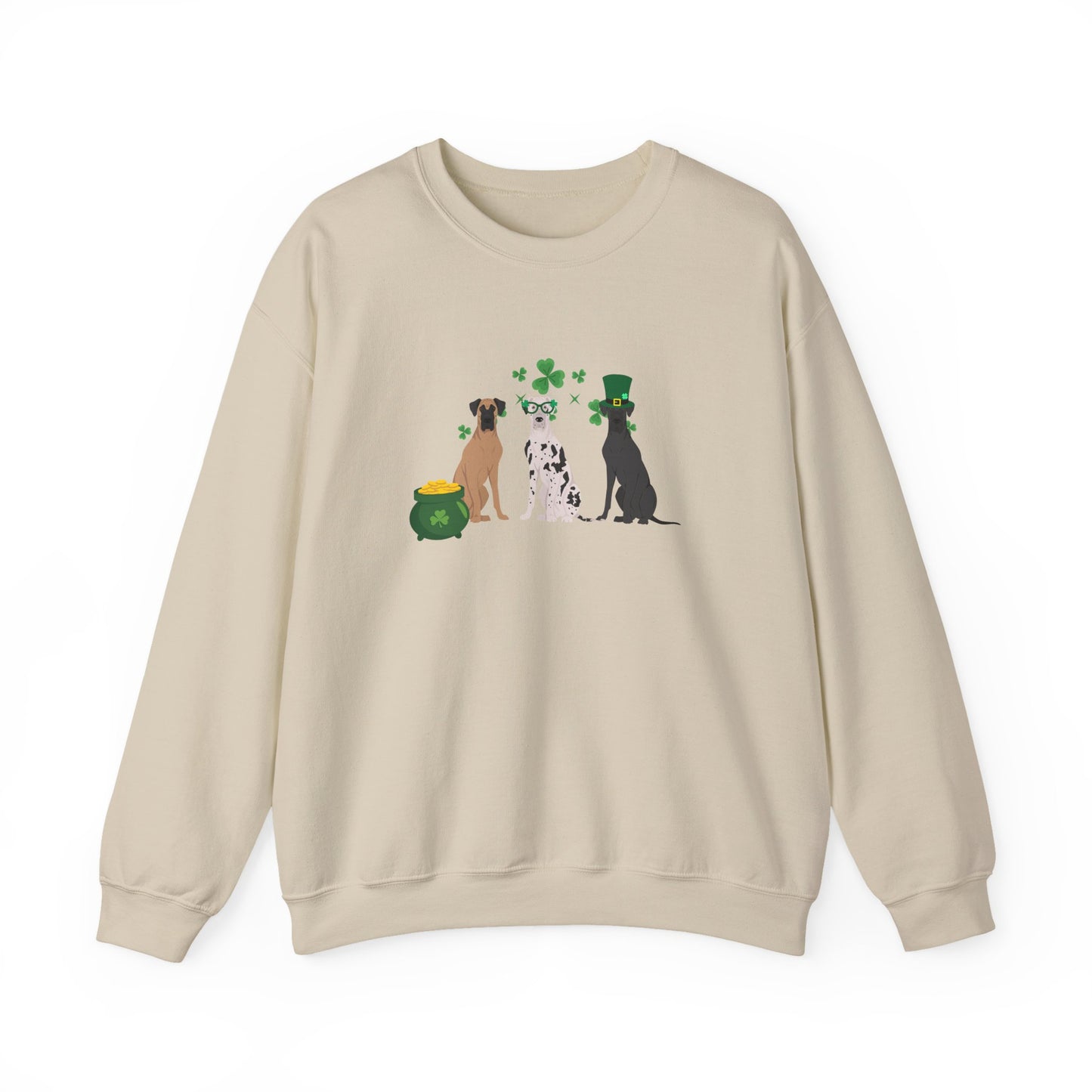 Great Dane Dog St Patricks Day Unisex Heavy Blend Crewneck Sweatshirt, St Pattys day, Cute Dog Mom Gift