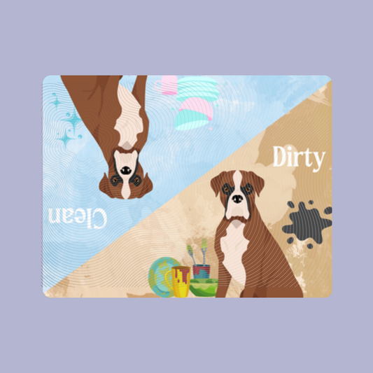 Boxer Dog Clean & Dirty Fridge Magnet Set 3 Pack